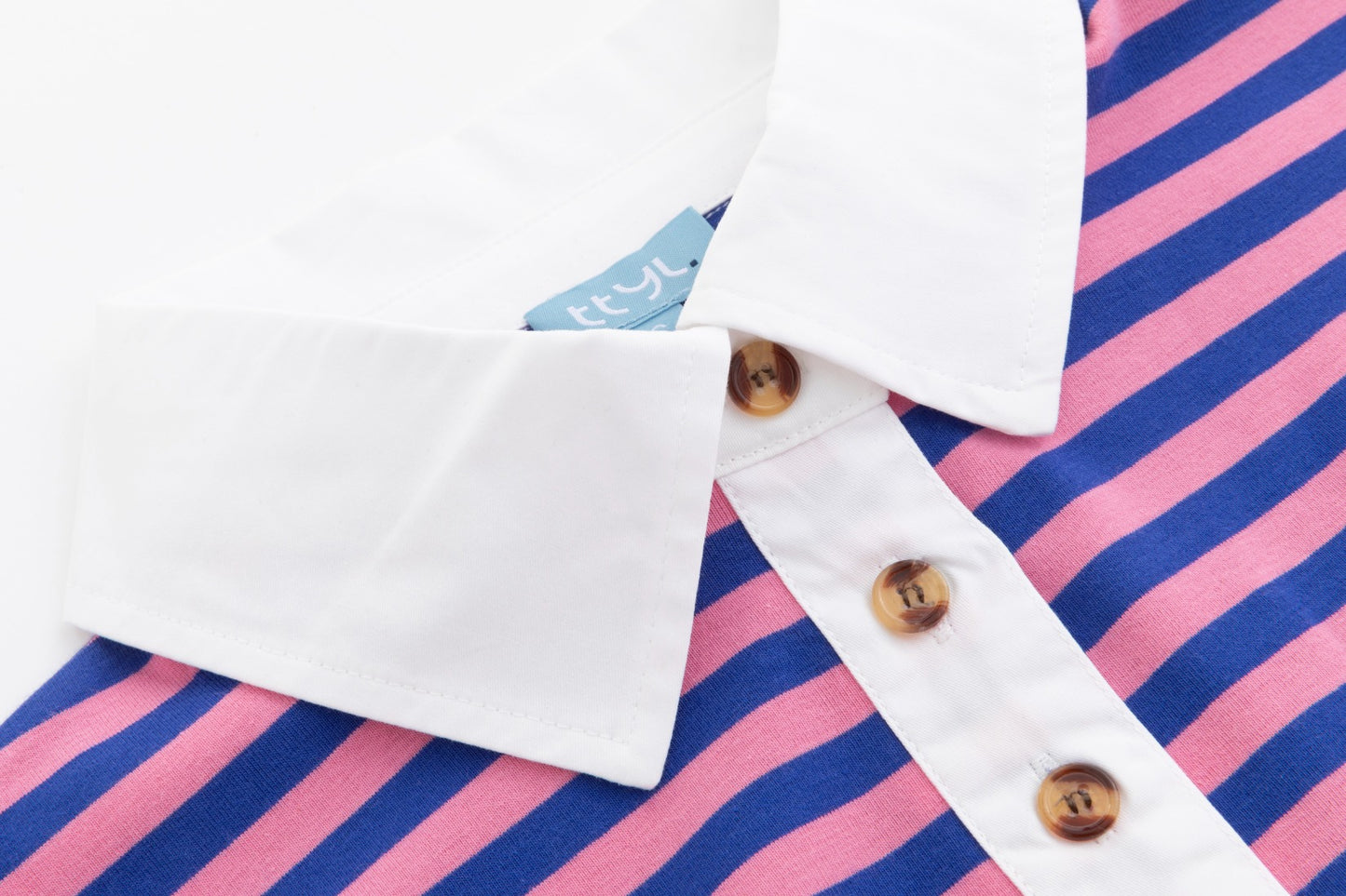 Striped Boxy Polo T-Shirt - Blue/Pink