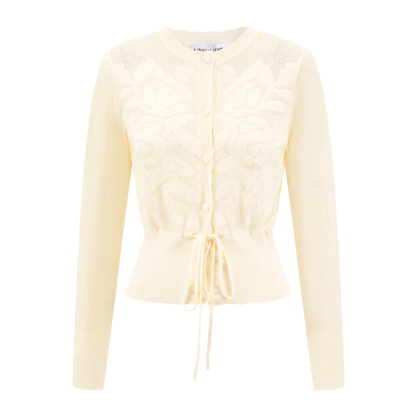 Cream Floral Knit Cardigan