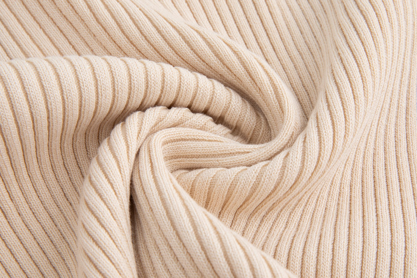 Beige Ribbed Knit Top - WS51805T-A