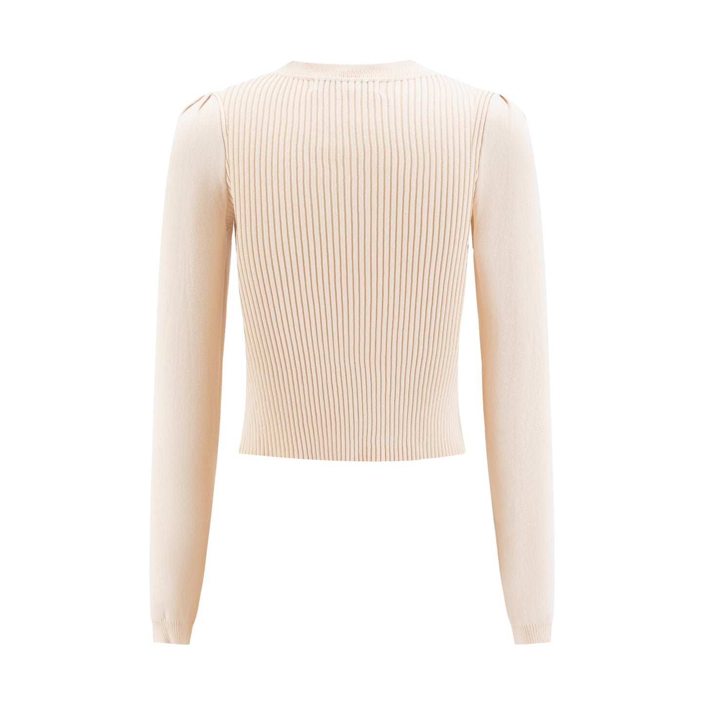 Beige Ribbed Knit Top - WS51805T-A