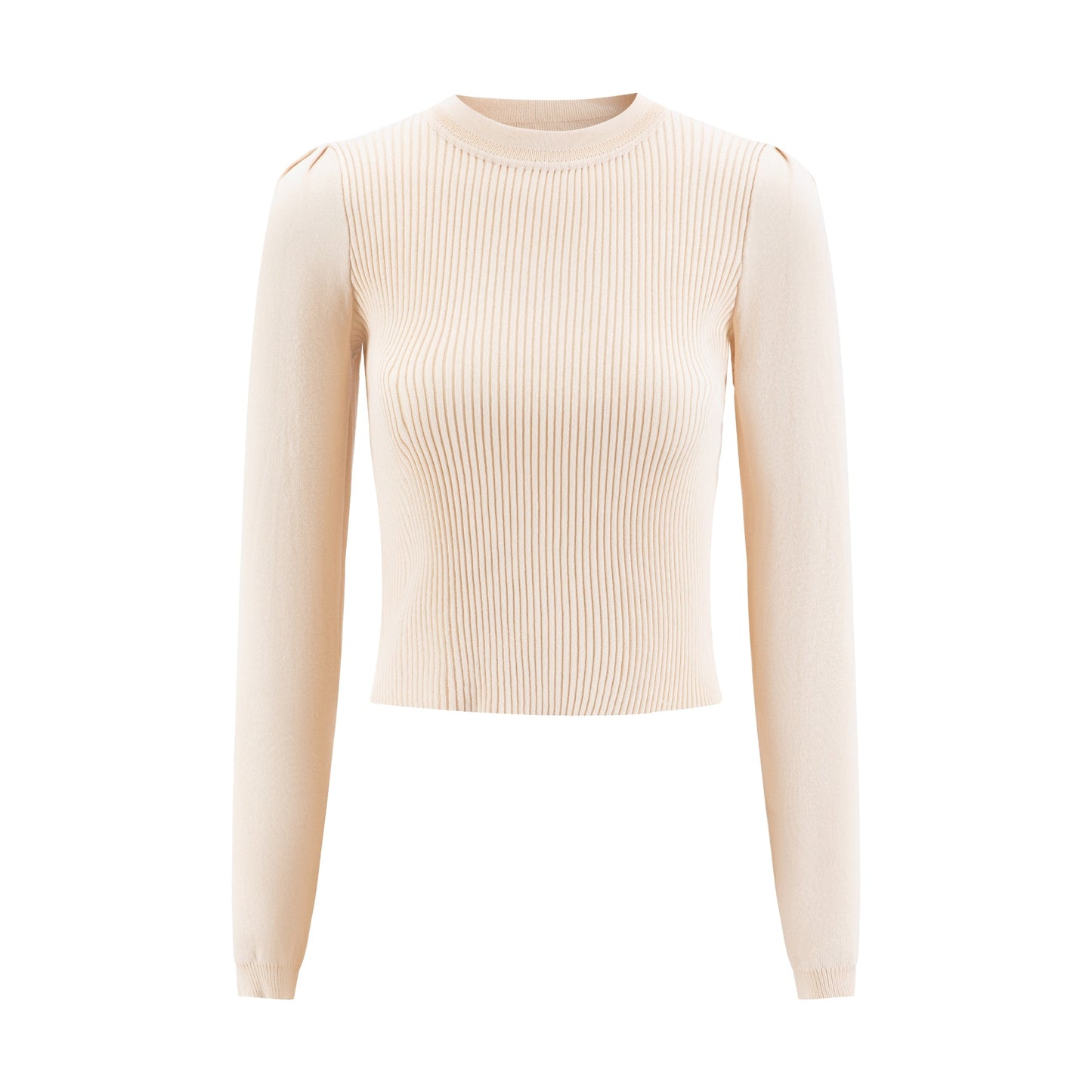 Beige Ribbed Knit Top - WS51805T-A