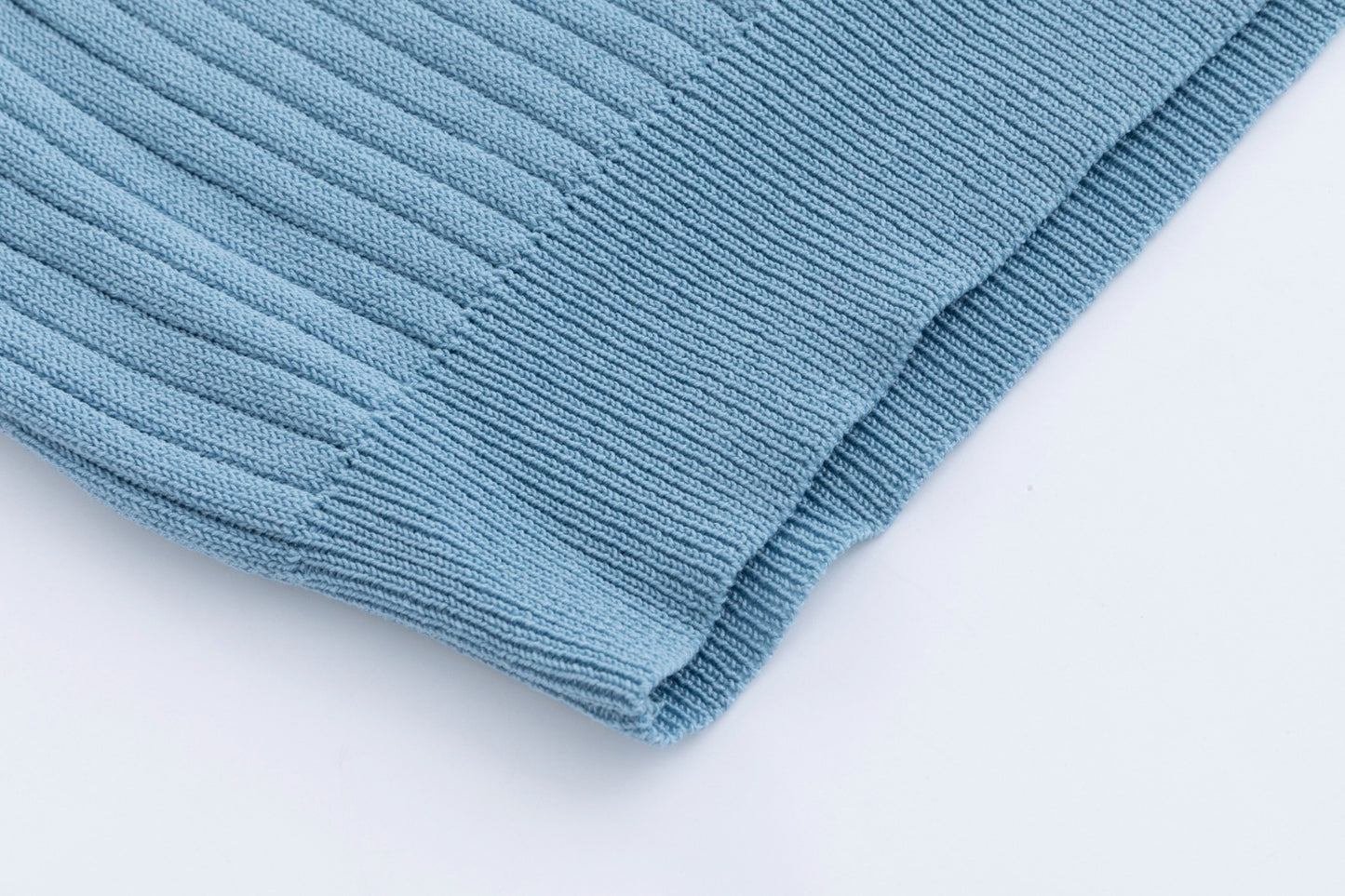Light Blue Ribbed Knit Sweater