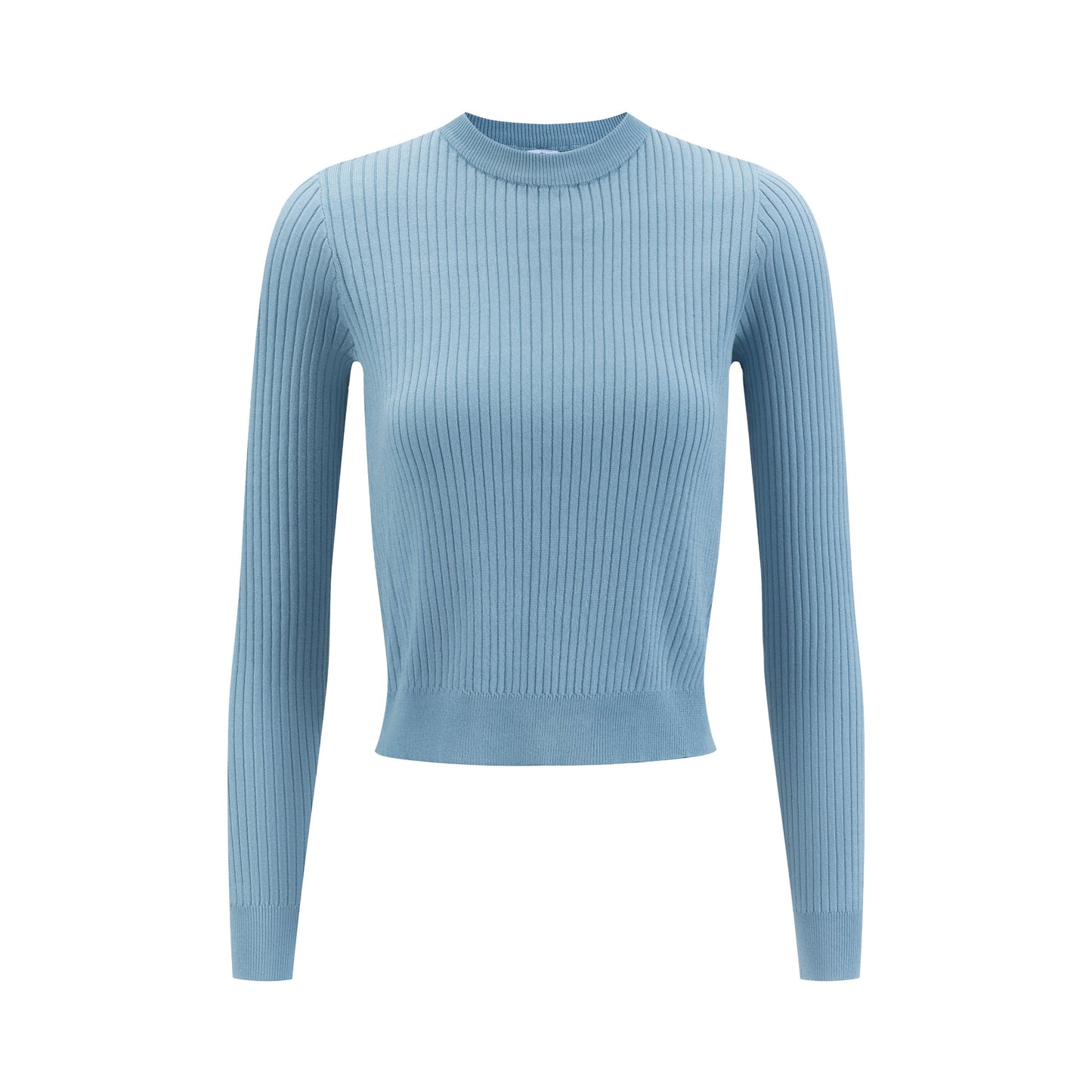 Light Blue Ribbed Knit Sweater