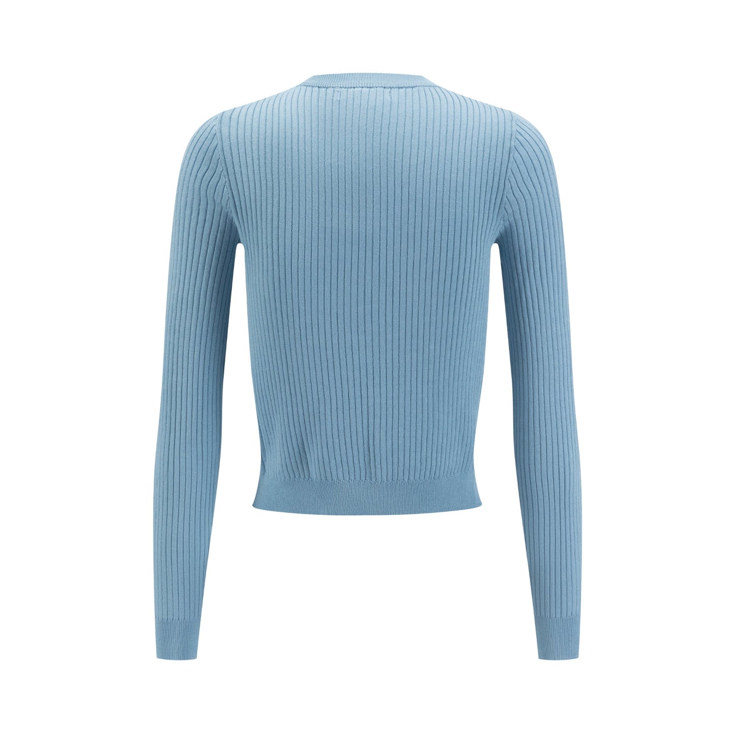 Light Blue Ribbed Knit Sweater