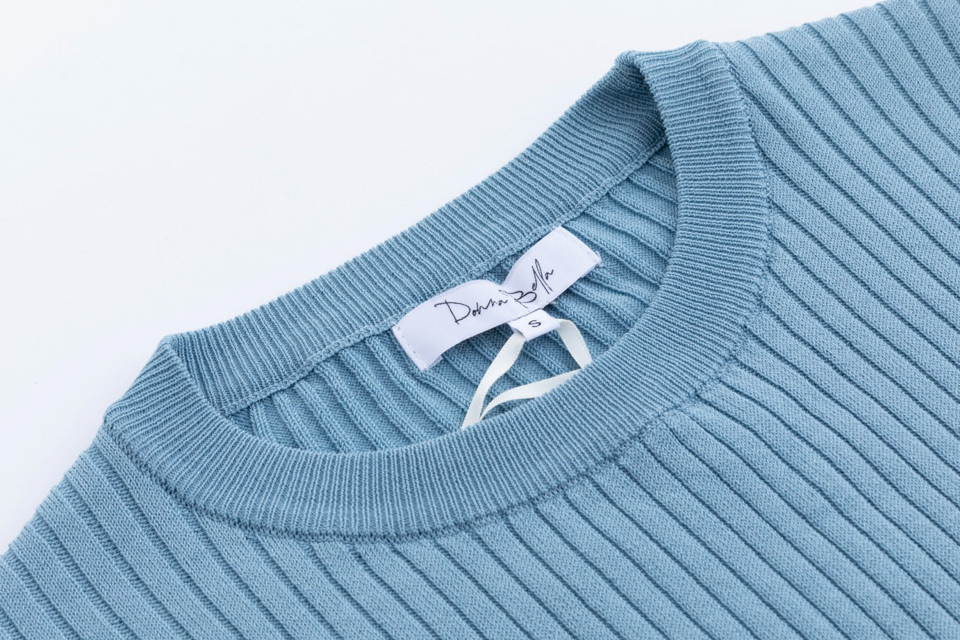 Light Blue Ribbed Knit Sweater