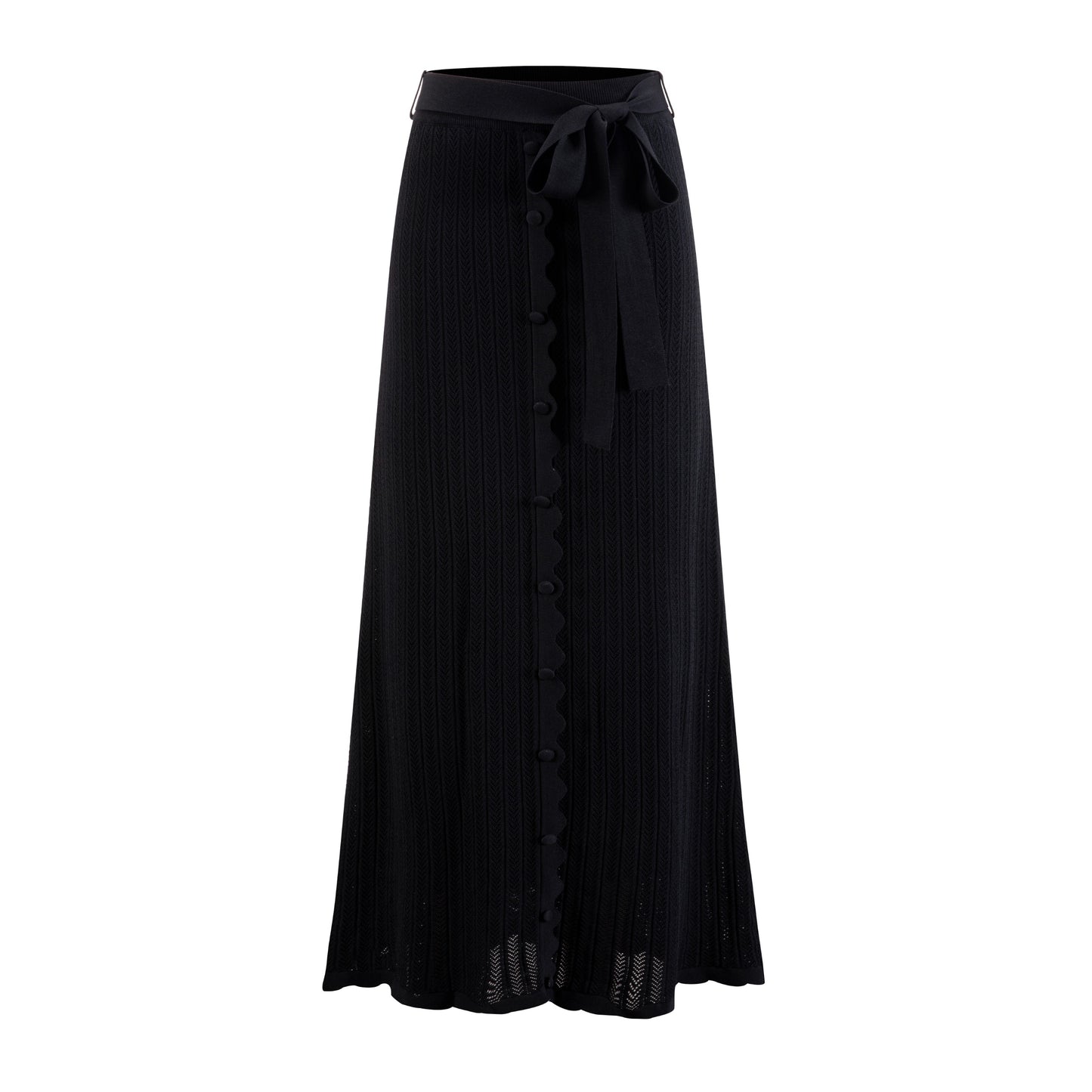 Black Knit Scalloped Skirt