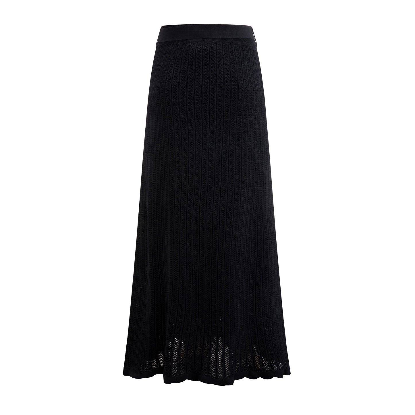 Black Knit Scalloped Skirt