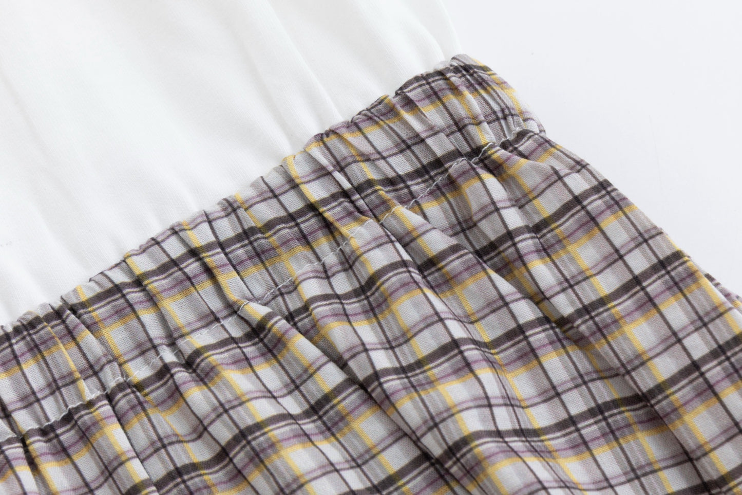 White T-Shirt Top With Brown Checker Bottom