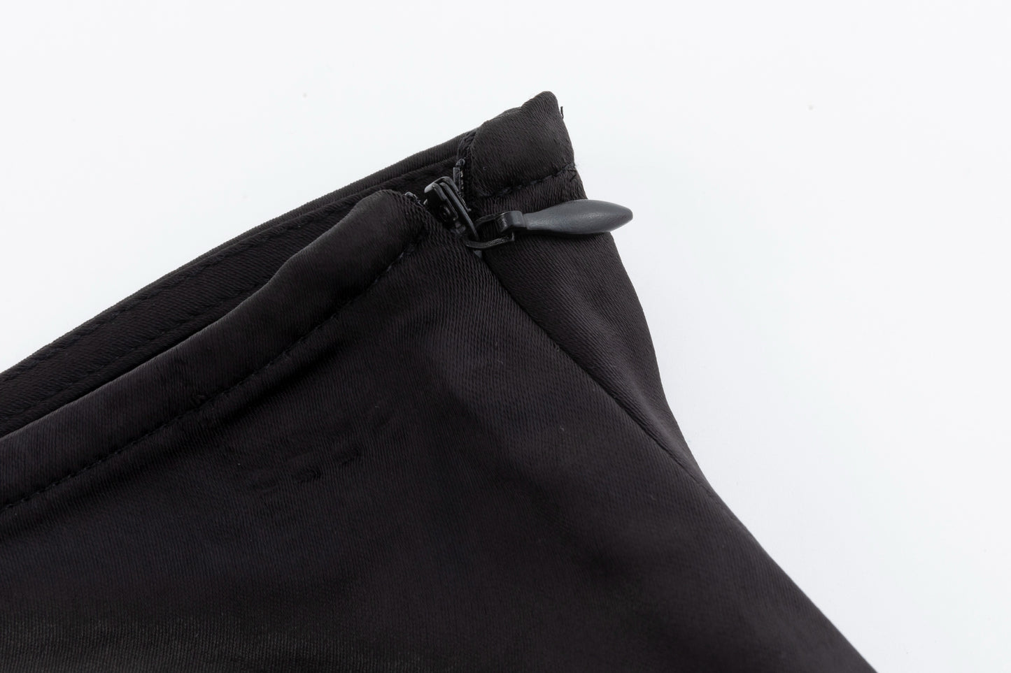 Solid Black With Vertical Lace Trimming Satin Skirt