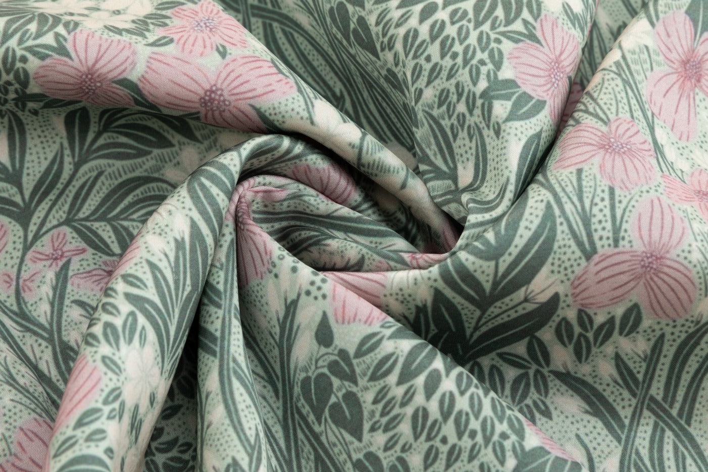 Green And Pink Printed Lace Skirt