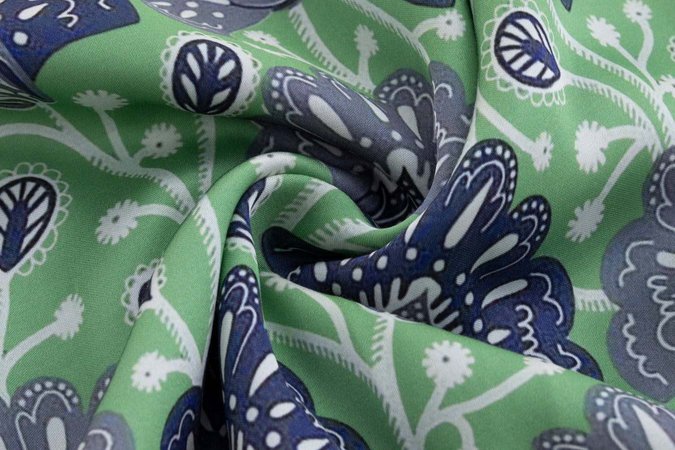 Solid Dark Navy Top & Green Base Navy Printed Jumper