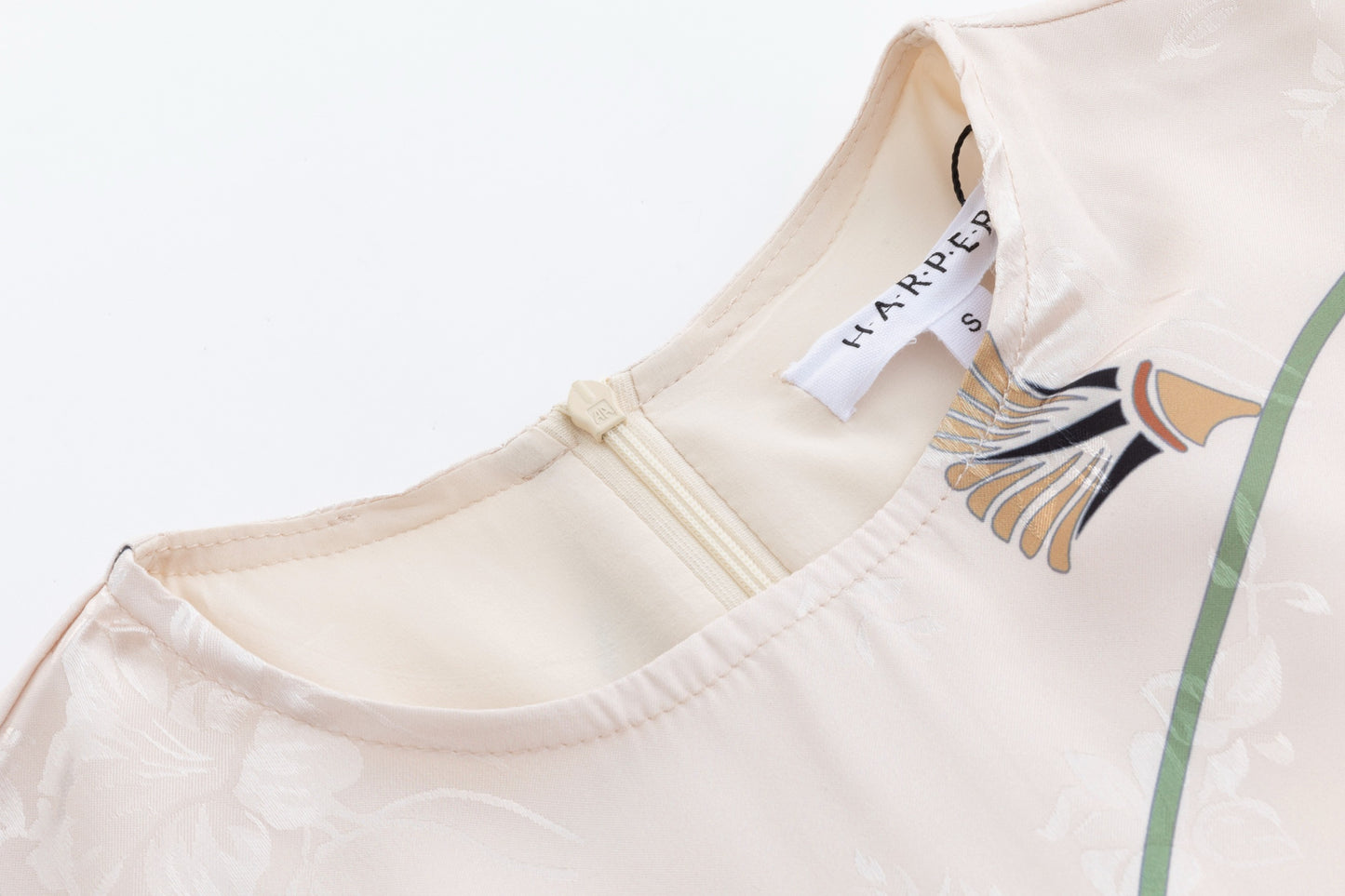 Beige Base Plant Printed Jacquard Dress