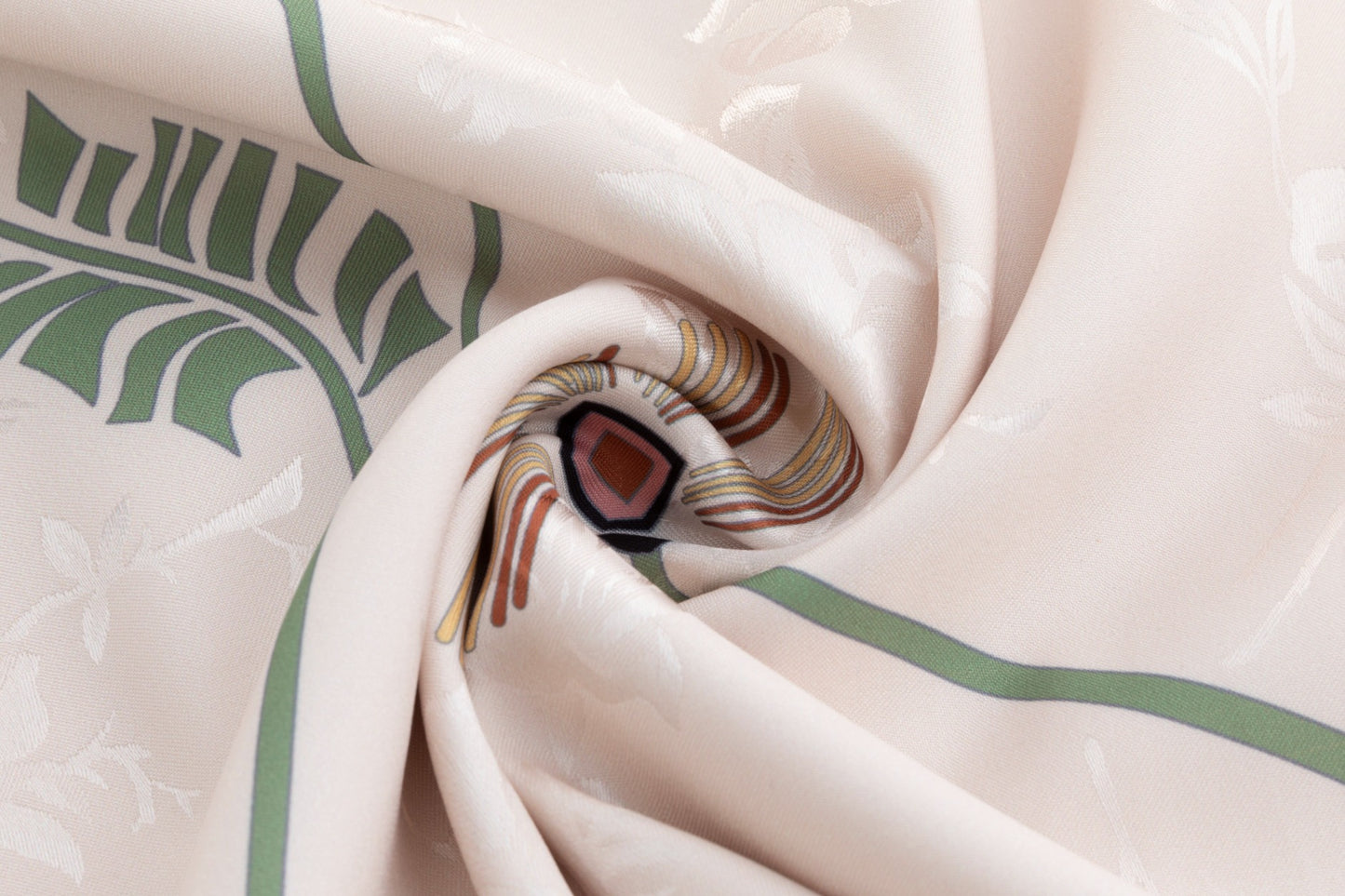 Beige Base Plant Printed Jacquard Dress