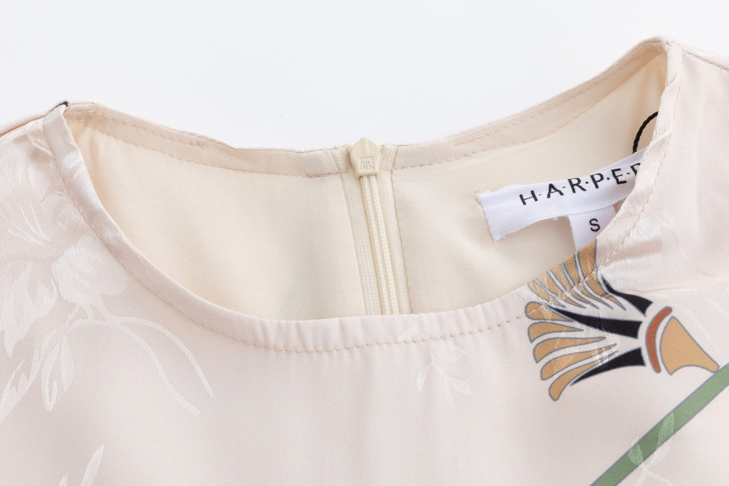 Beige Base Plant Printed Jacquard Dress