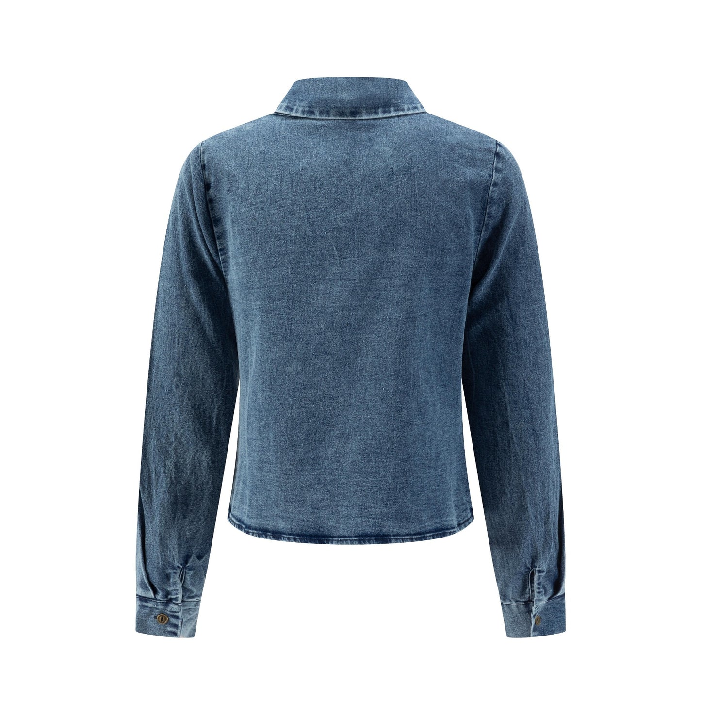 Dark Blue Denim Scrunch Bottom Shirt