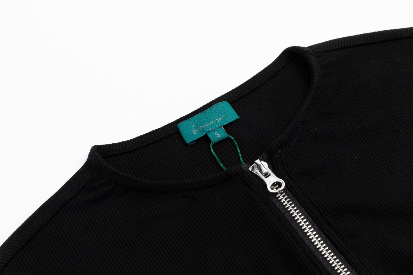 Cropped Zip Cardigan - Black