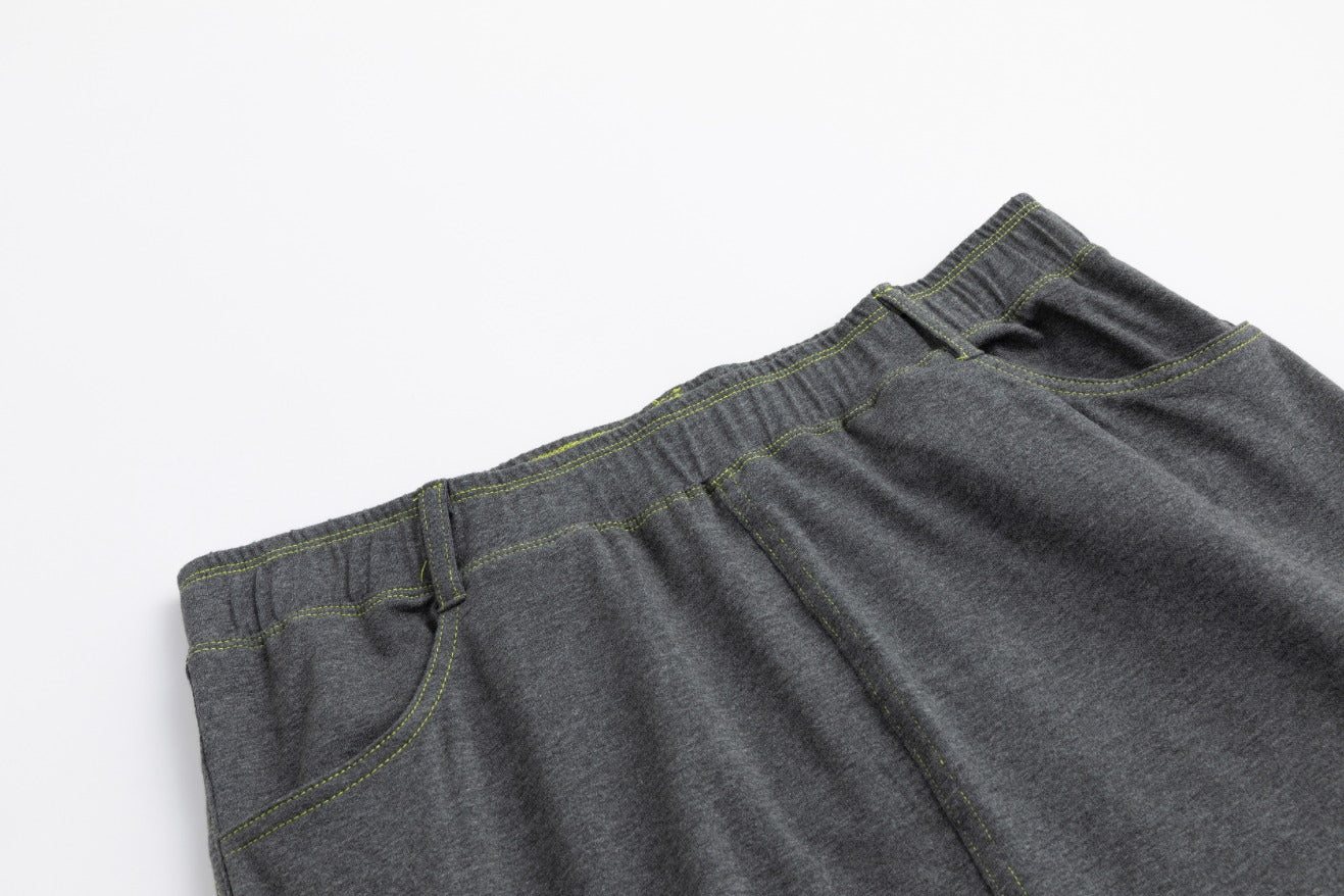 Acid Wash Stitched Cargo Skirt - Dark Heather Grey