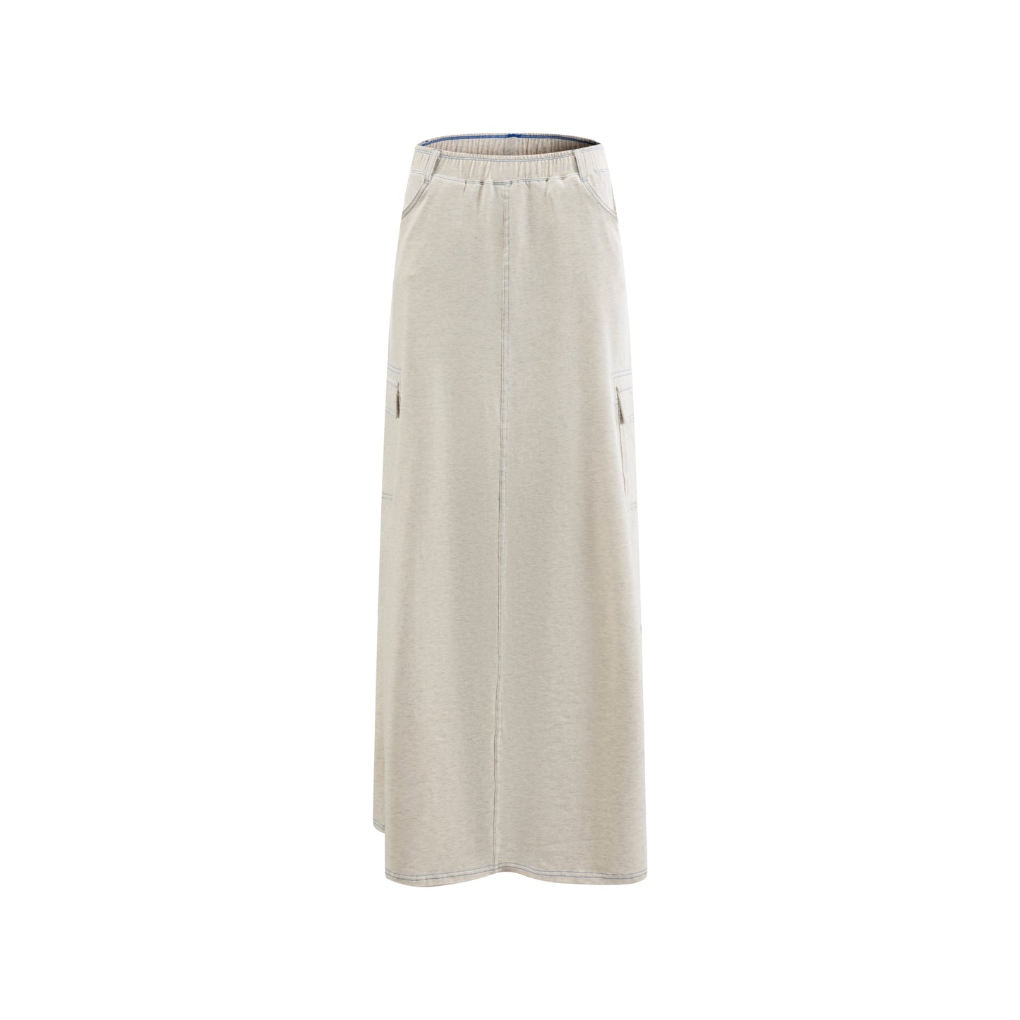 Acid Wash Stitched Cargo Skirt - Light Heather Grey