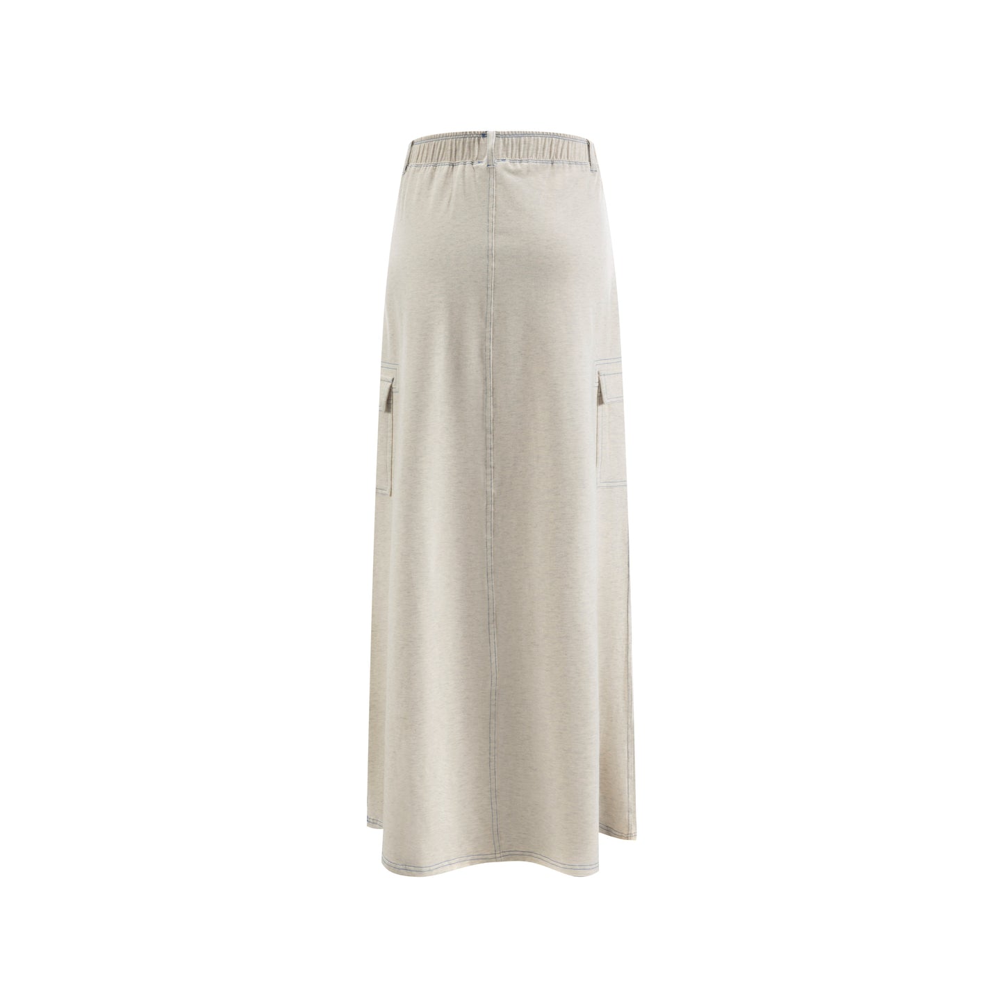 Acid Wash Stitched Cargo Skirt - Light Heather Grey
