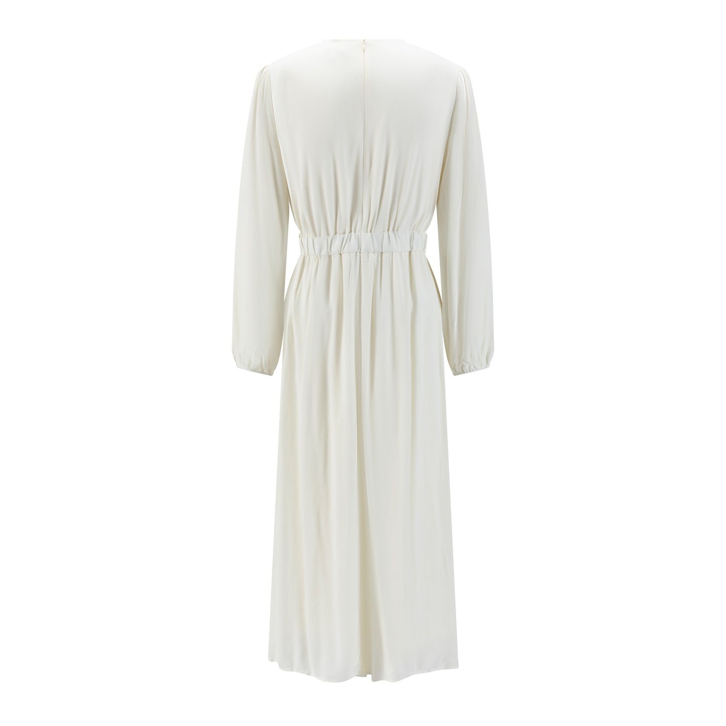 Solid Ivory Dress With Lace Trimming