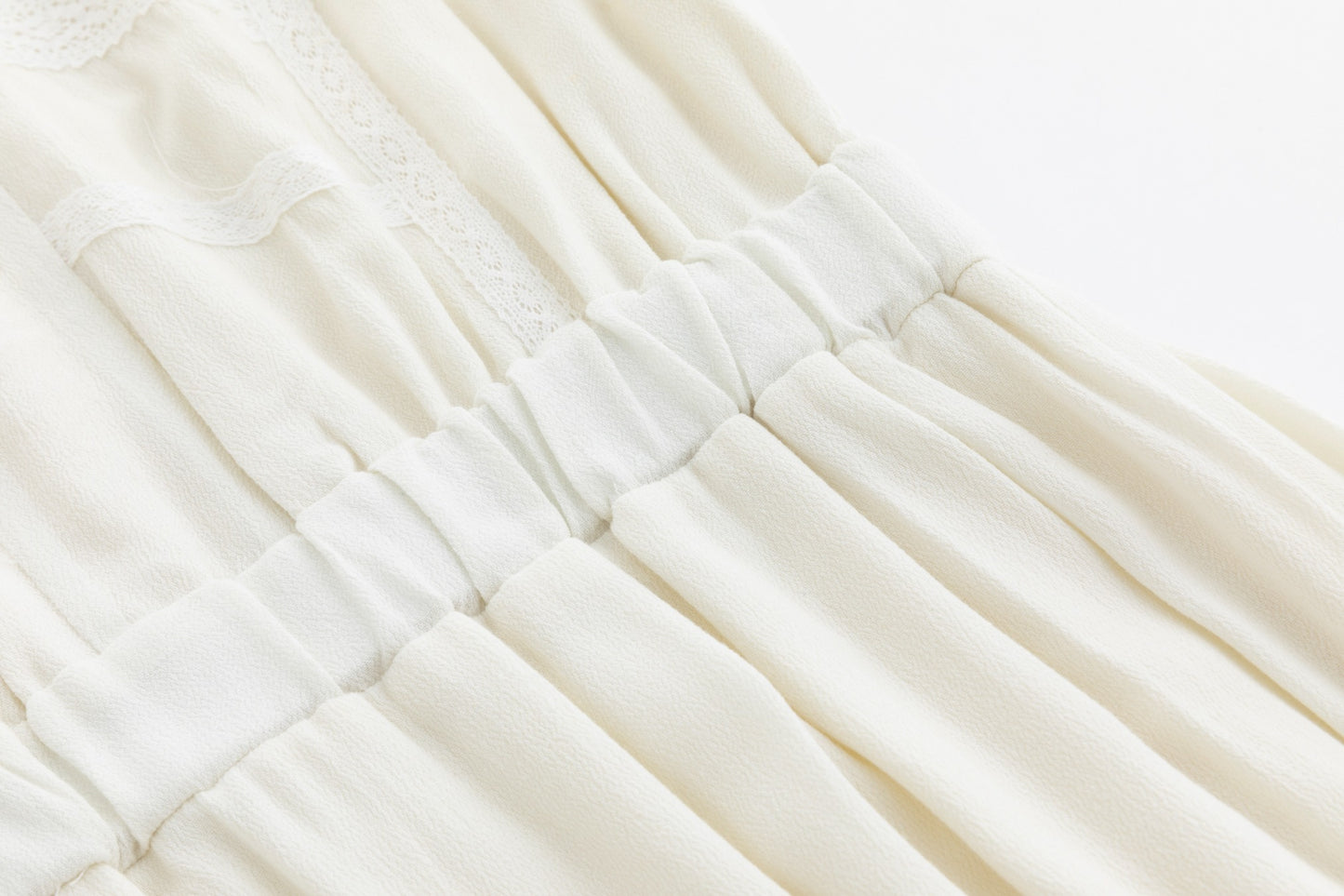 Solid Ivory Dress With Lace Trimming