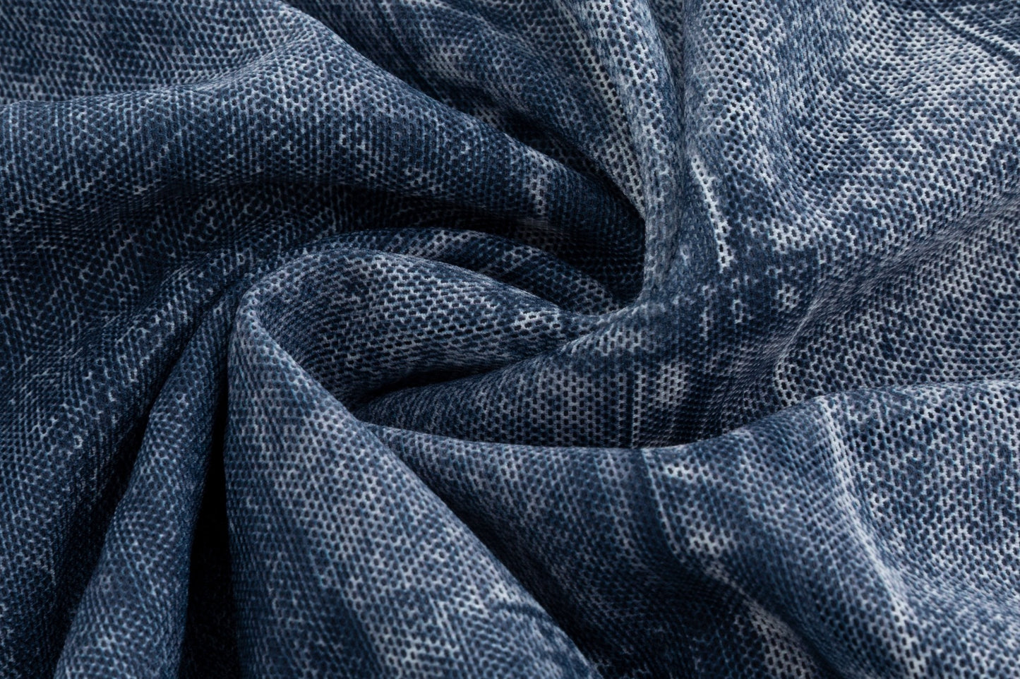 Navy Imitate Denim Printed Mesh Top & Slip Dress