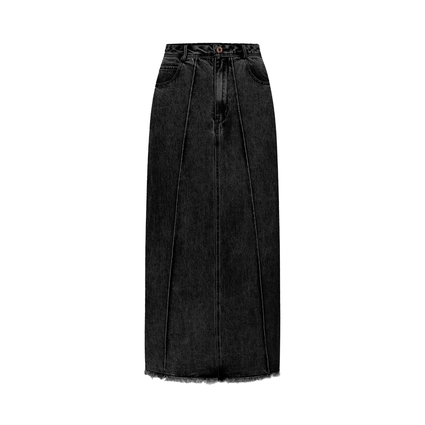 Denim Seam Skirt - Black Denim