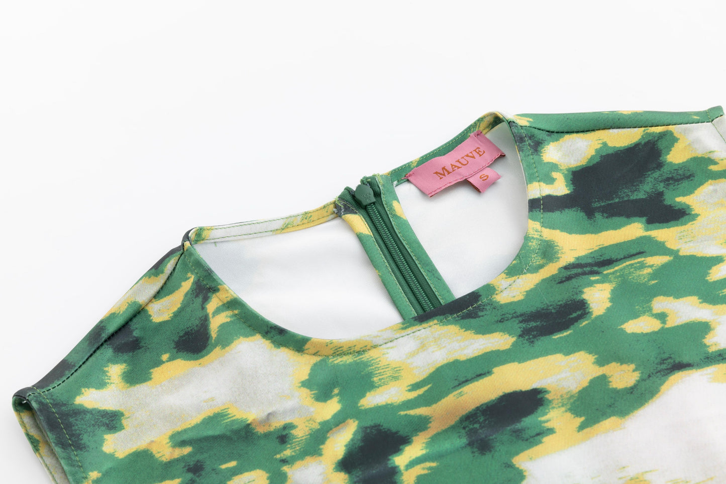 Green And Blue Satin Camo Dress