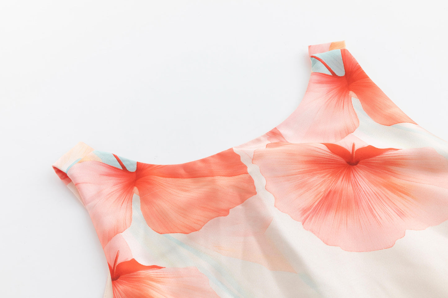 Beige Overlay Dress With Orange Print