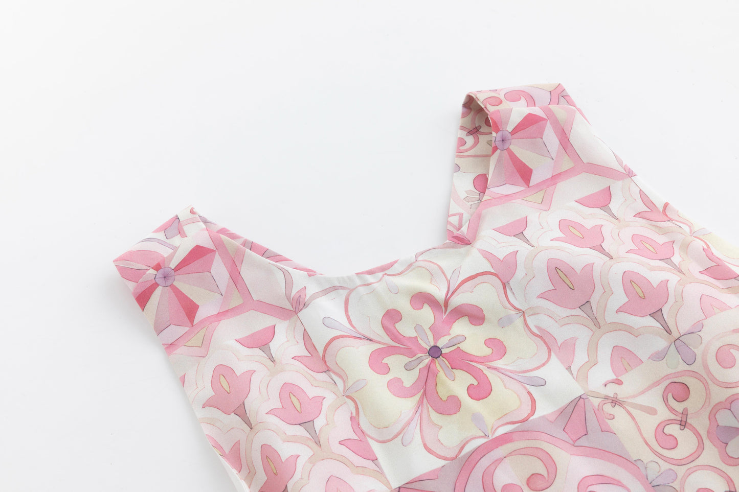 Pink Printed Dress With Oat Cardigan Overlay