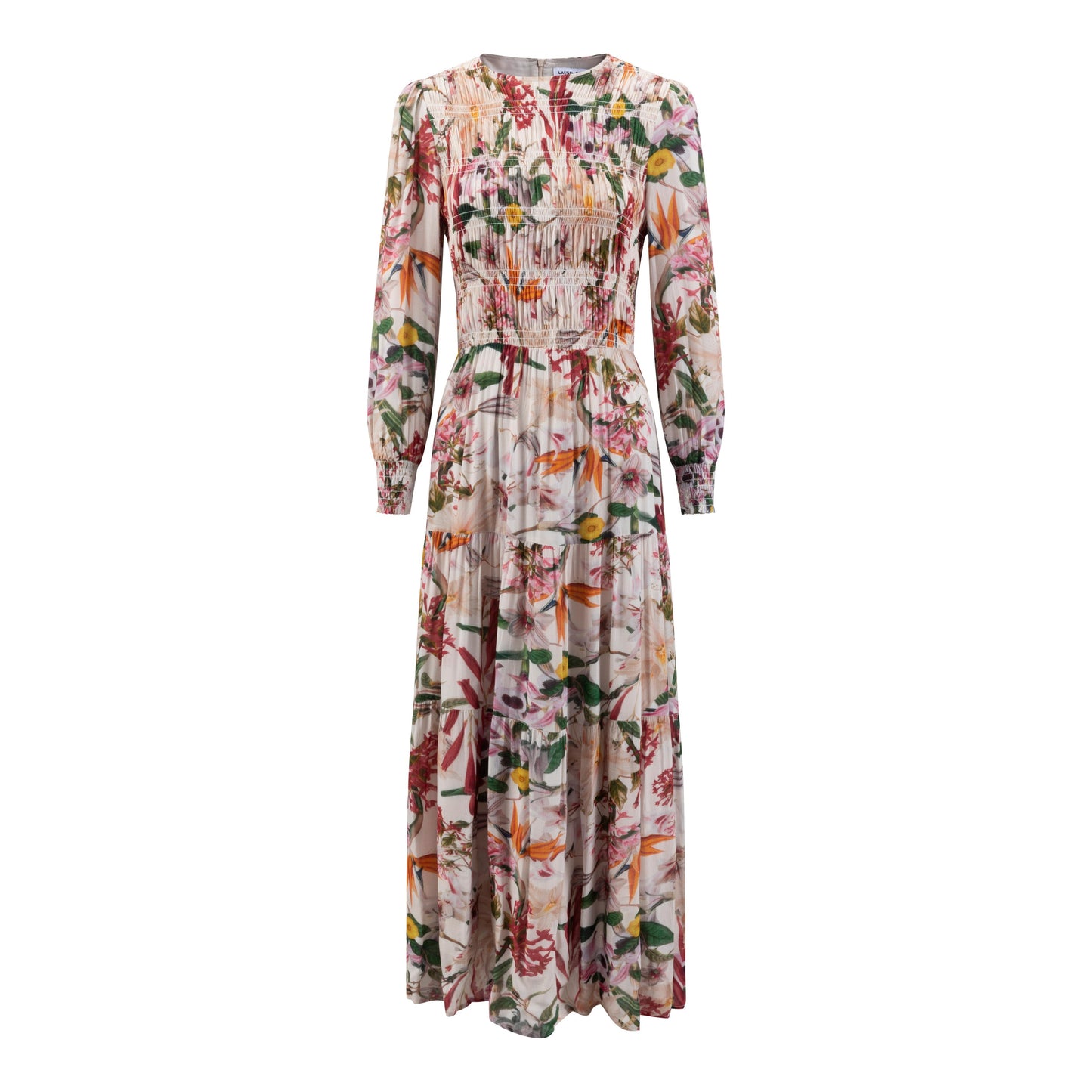 Floral Printed Linen Tiered Dress