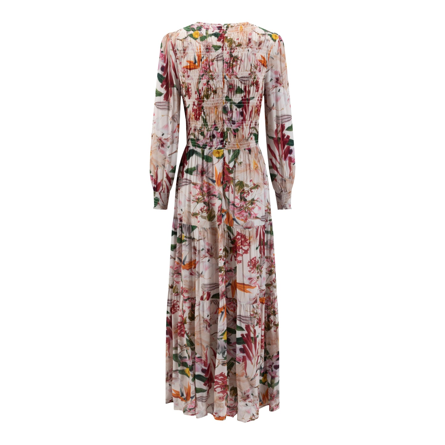 Floral Printed Linen Tiered Dress