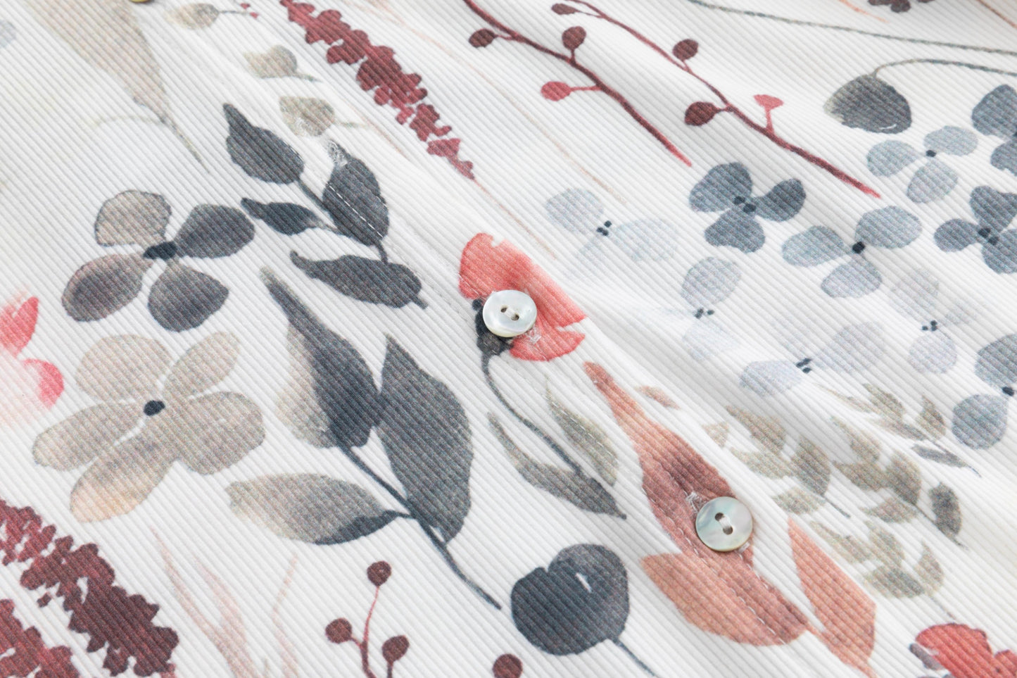 Floral Printed Ribbed Cardigan