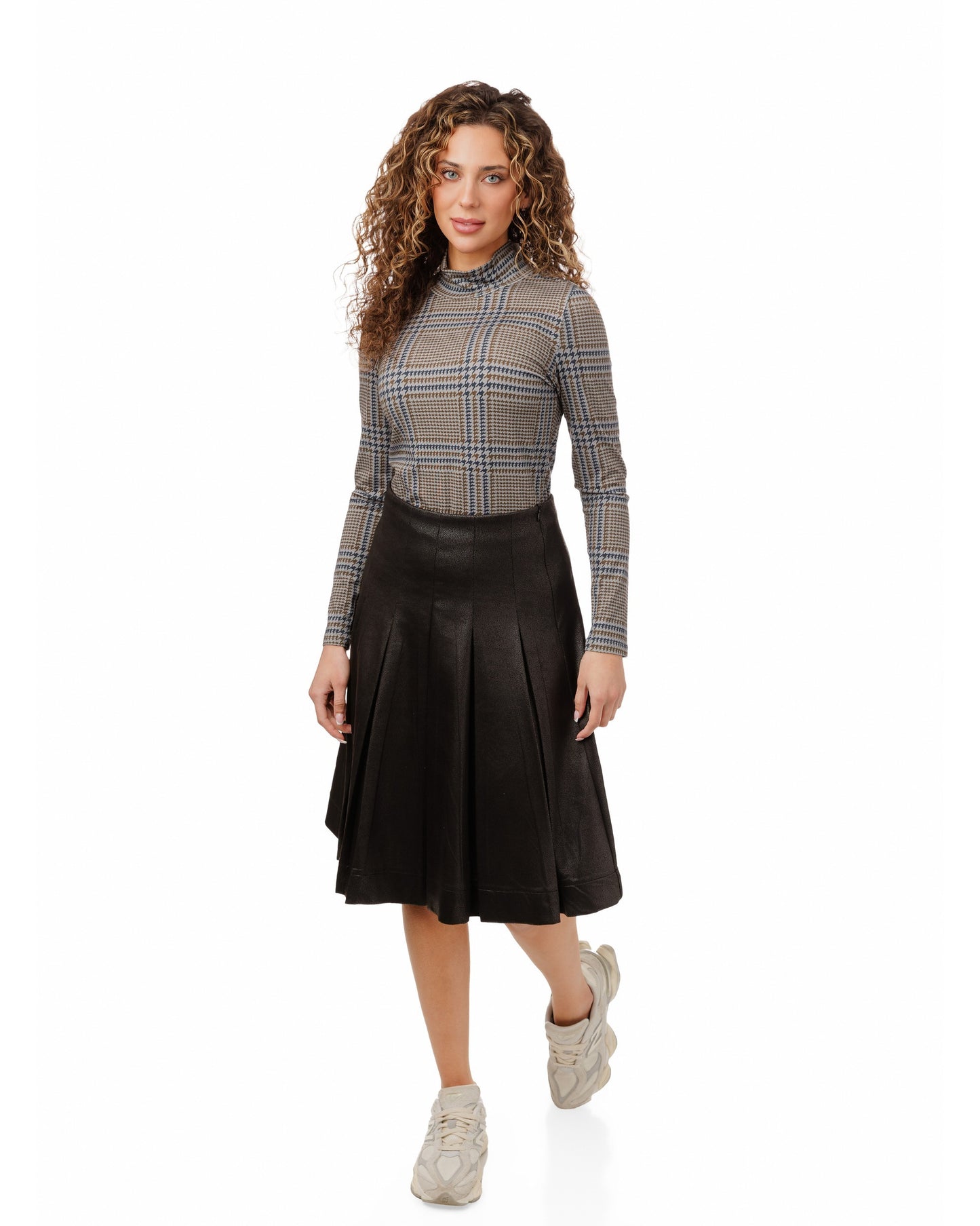 Houndstooth Mock Neck