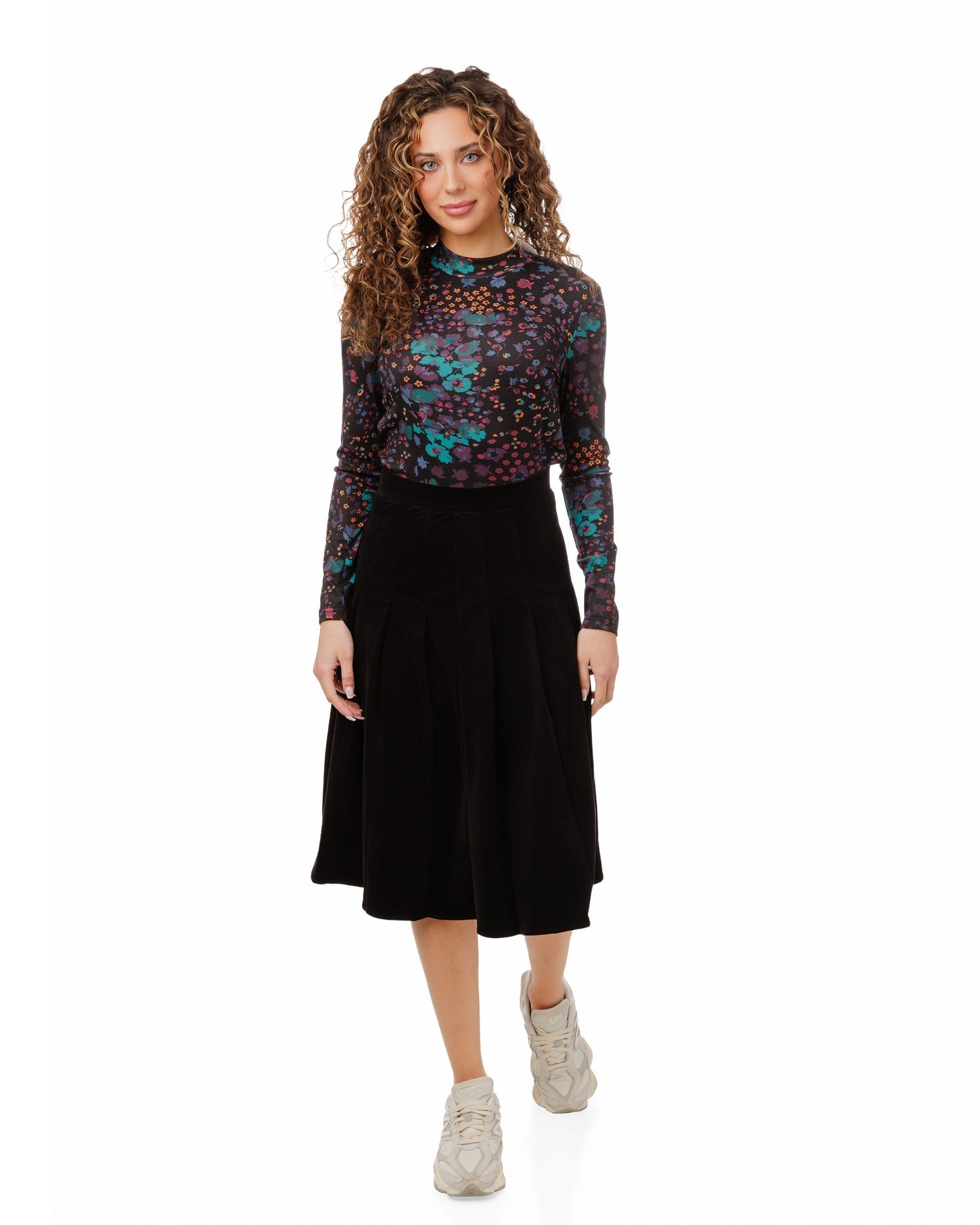 Black And Purple Multi Floral Print Top