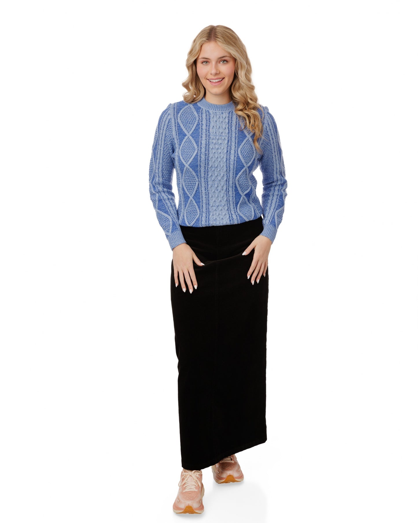 Two-Tone Knit Sweater - Blue
