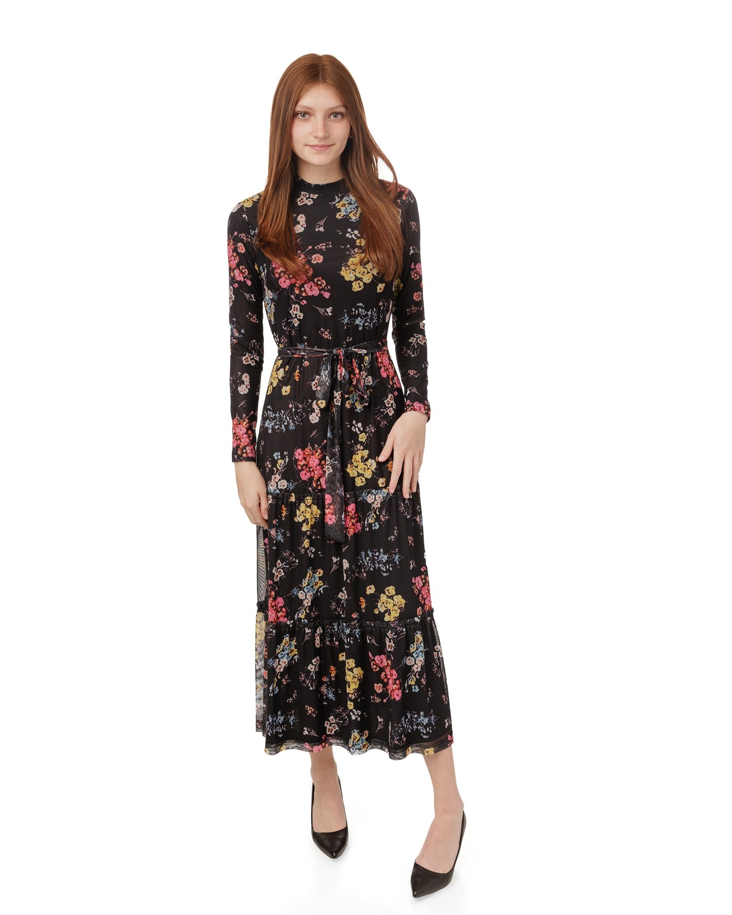 Black Multicolored Mesh Dress