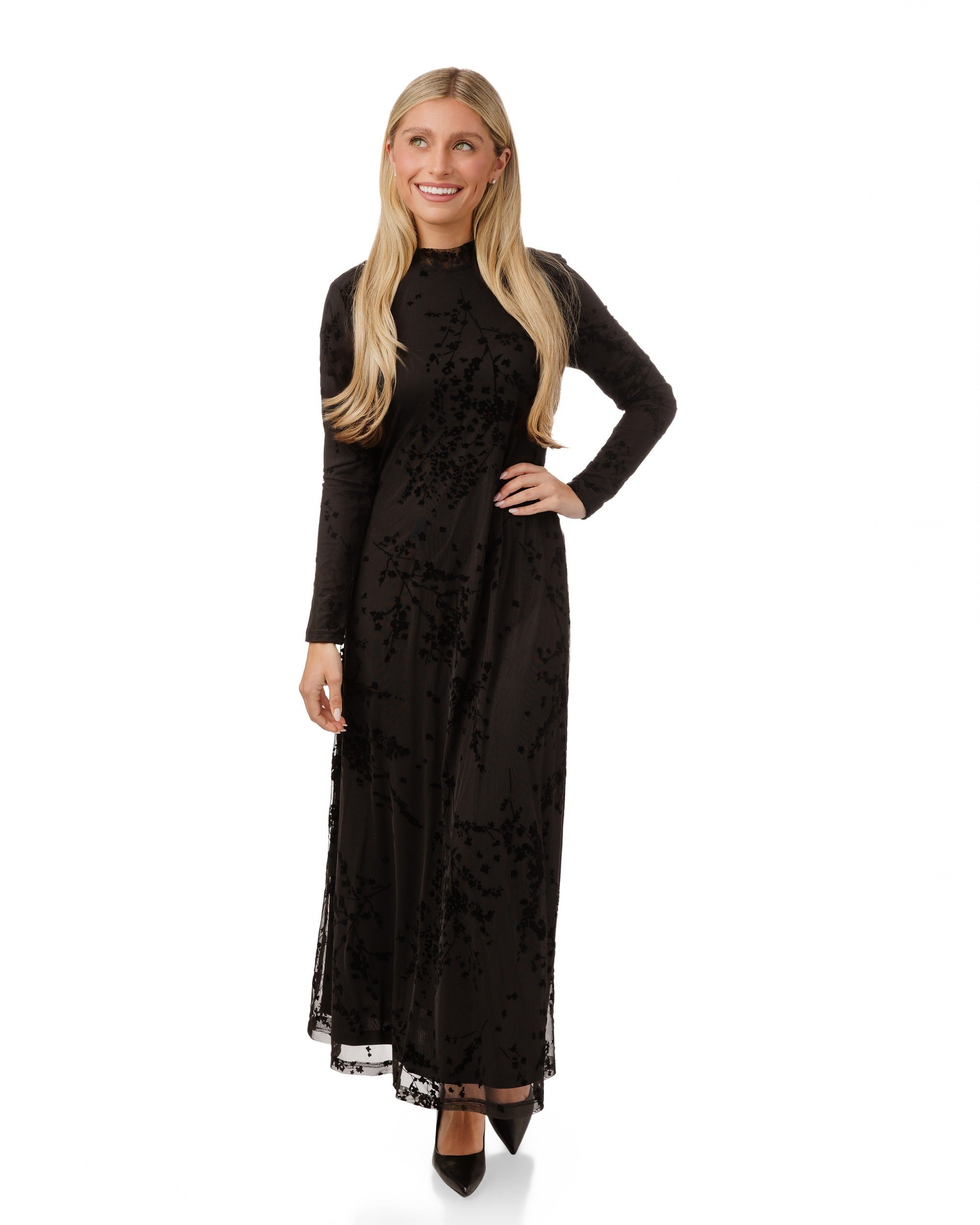 Black Cut Velvet Dress