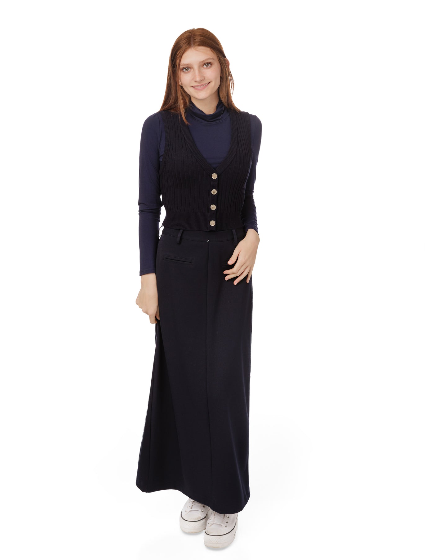 Flat Mock Neck - Navy