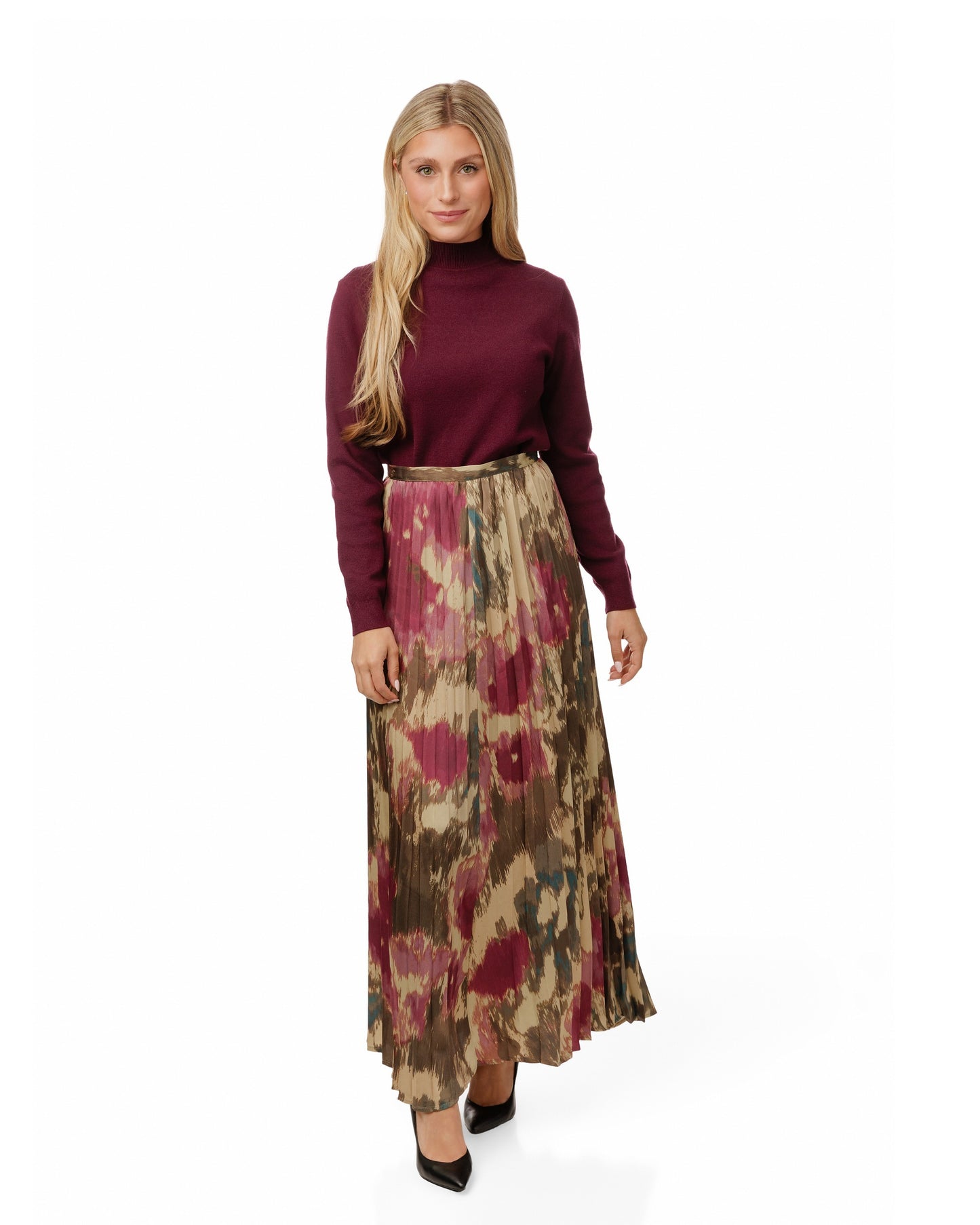 Burgundy Knit Mock Neck Top