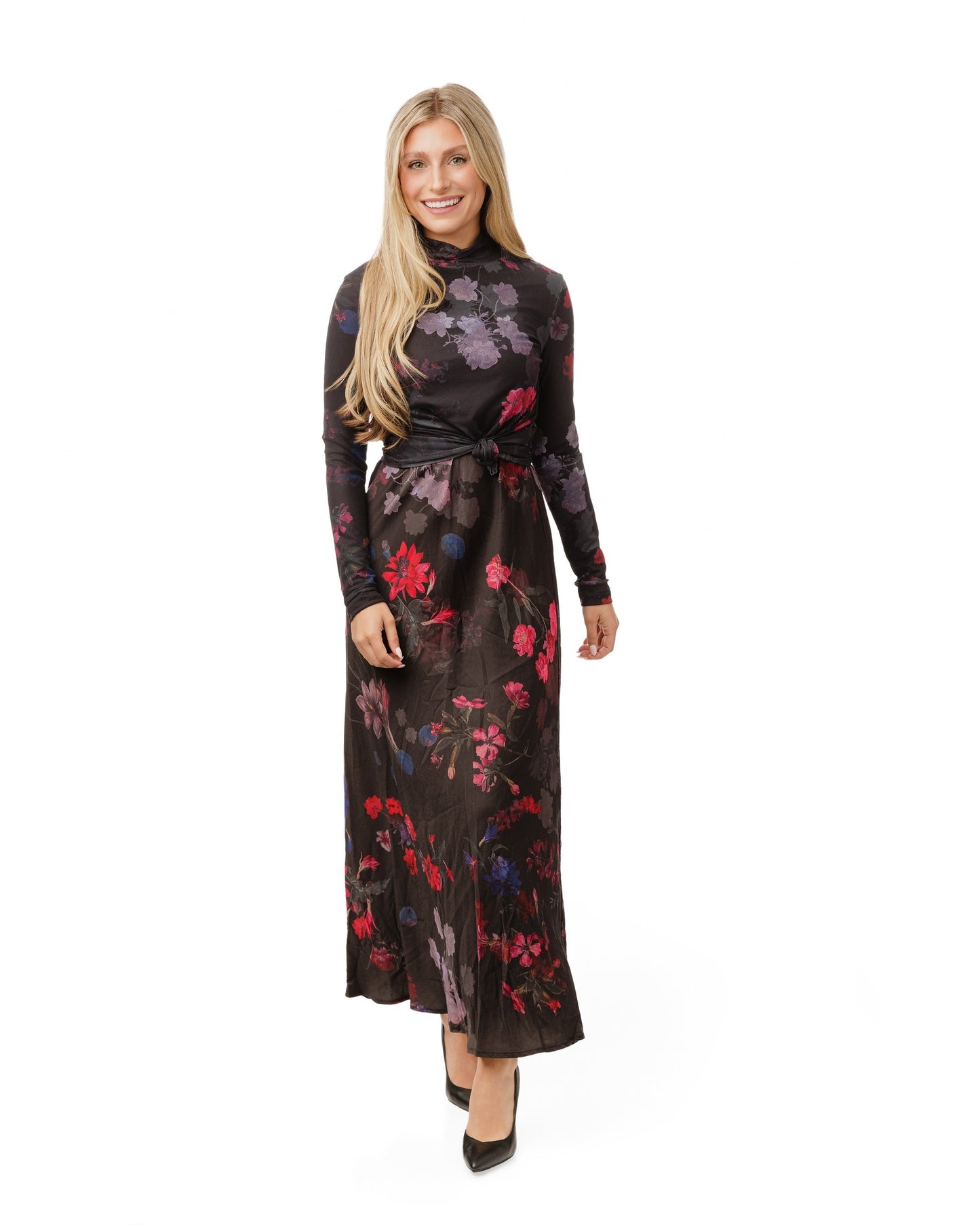Black And Pink Floral Overlay Jumper