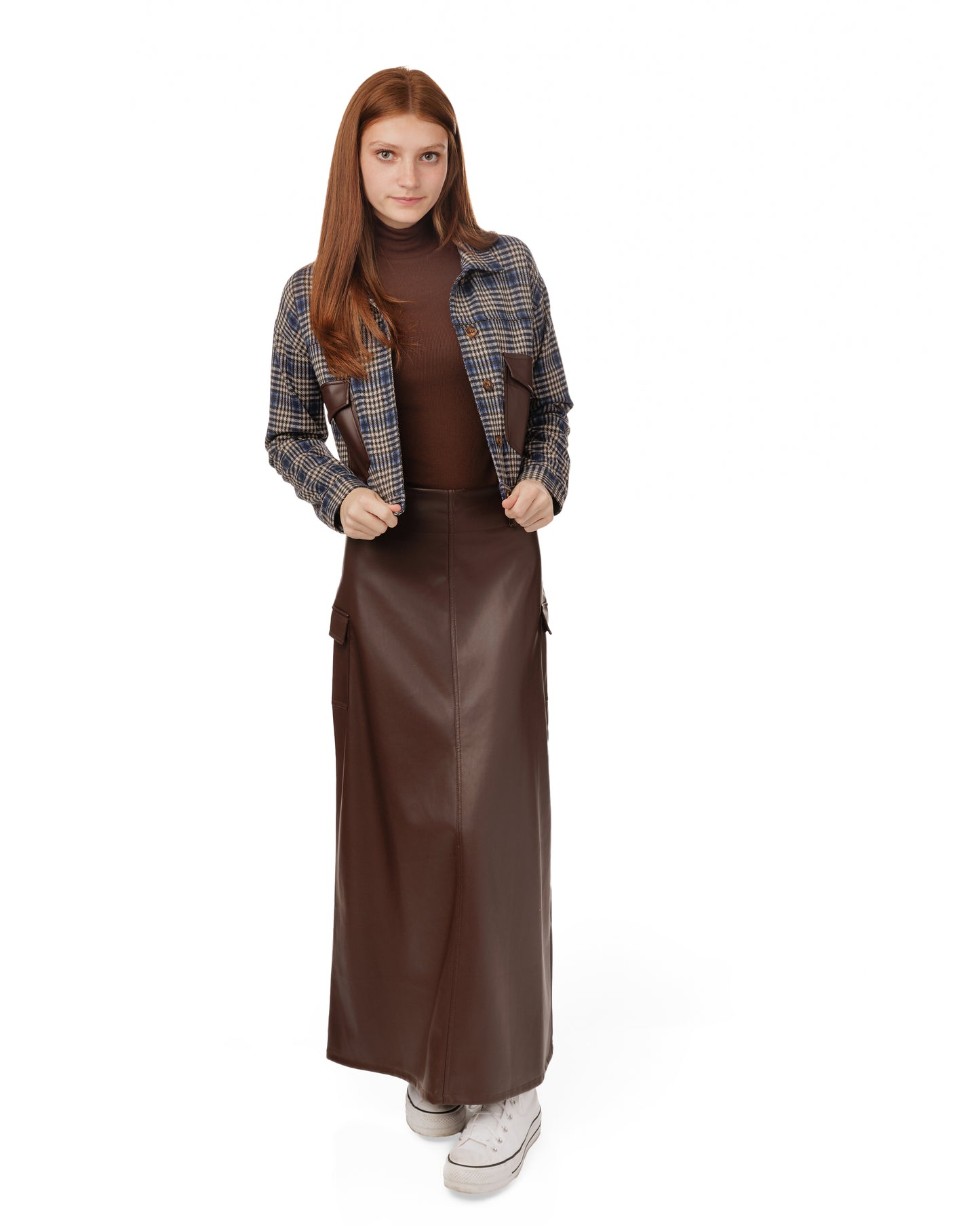 Ribbed Mock Neck - Brown