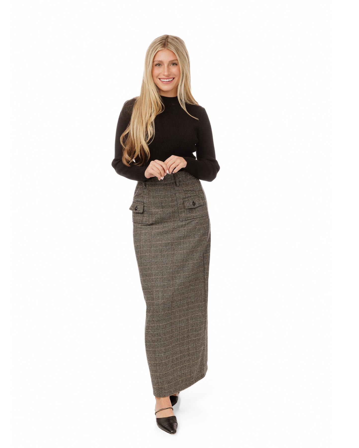 Heather Grey Checkered Skirt