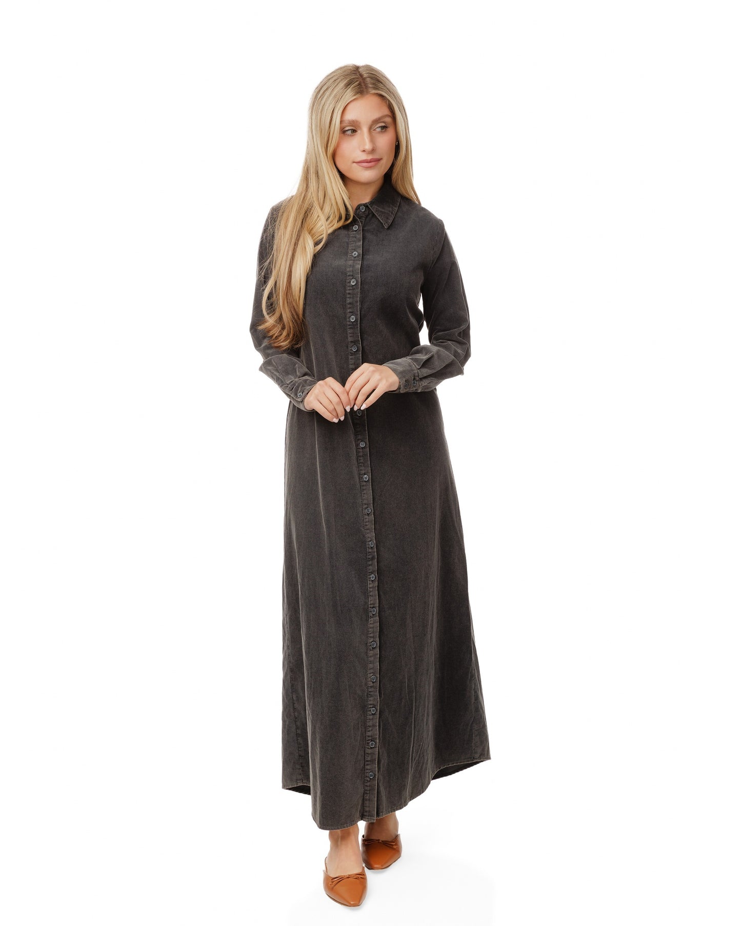 Corduroy Dress - Black Wash