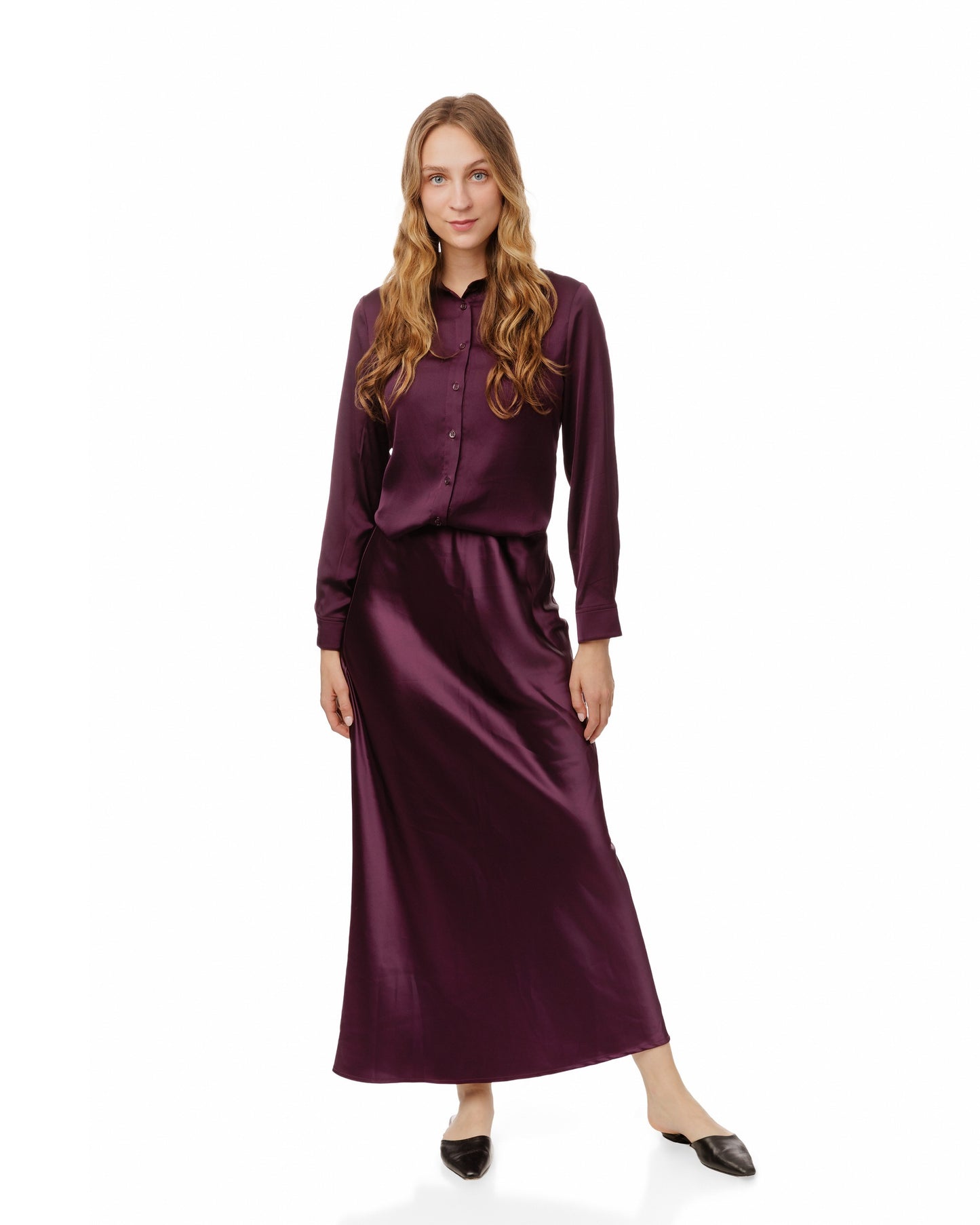 Plum Satin Blouse