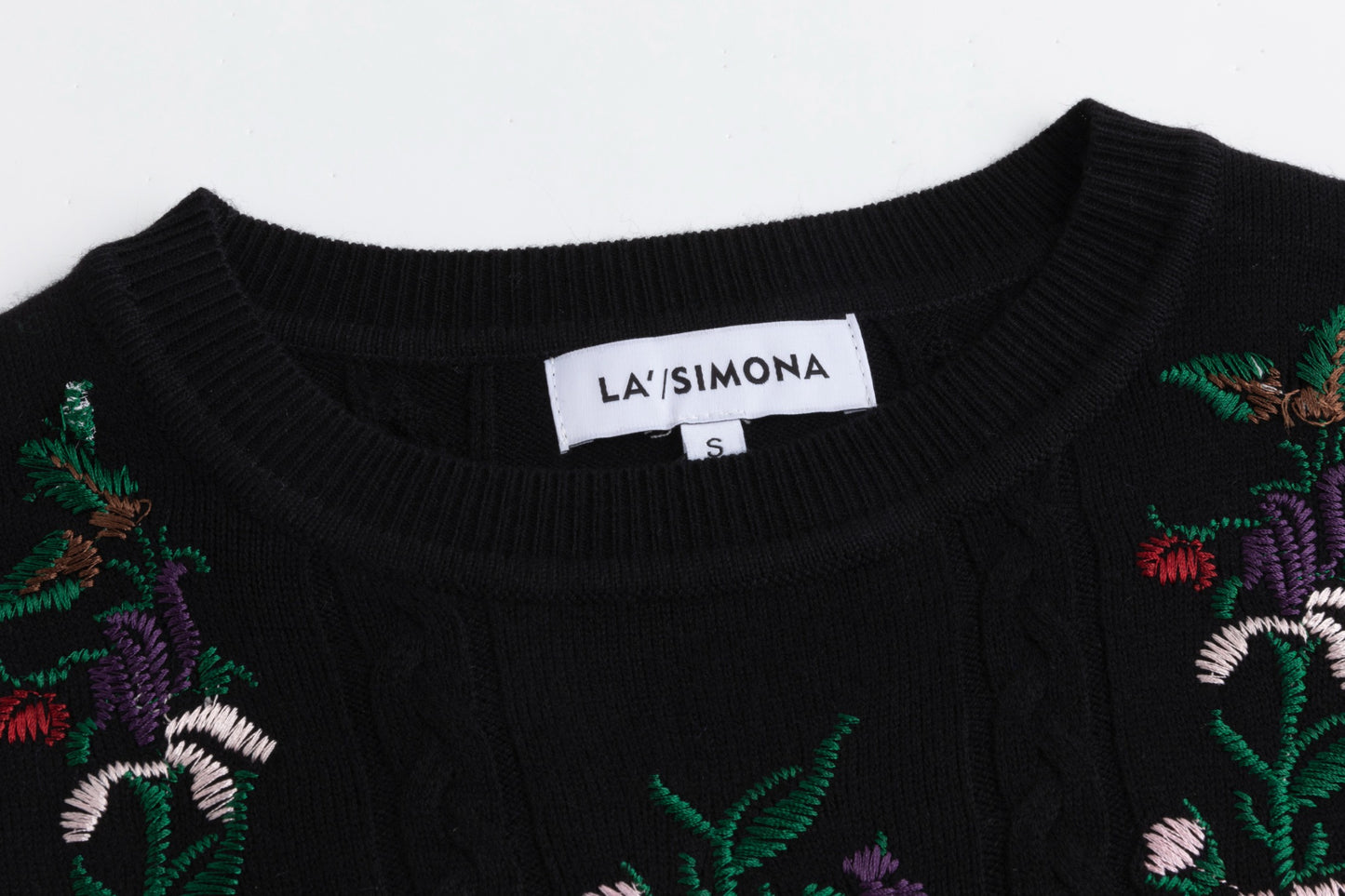 Sweater With Multi Colored Floral Embroidery - Black