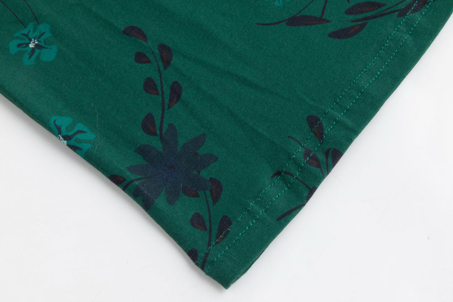 Green Floral Printed Mock Neck