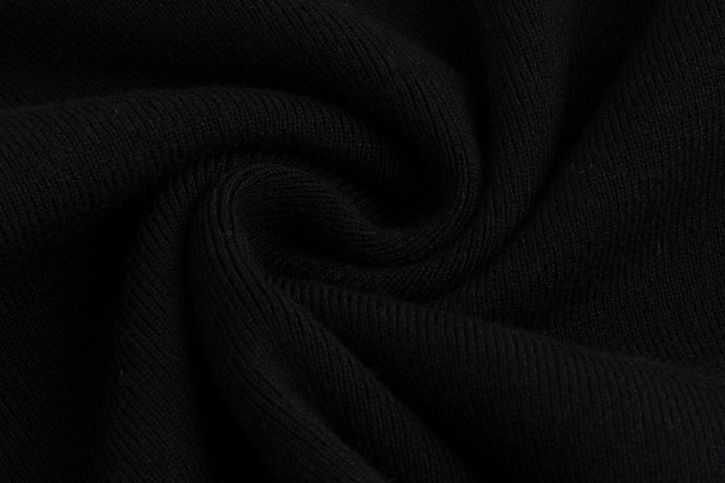 Black Flat And Ribbed Collar Front Zip Knit Top