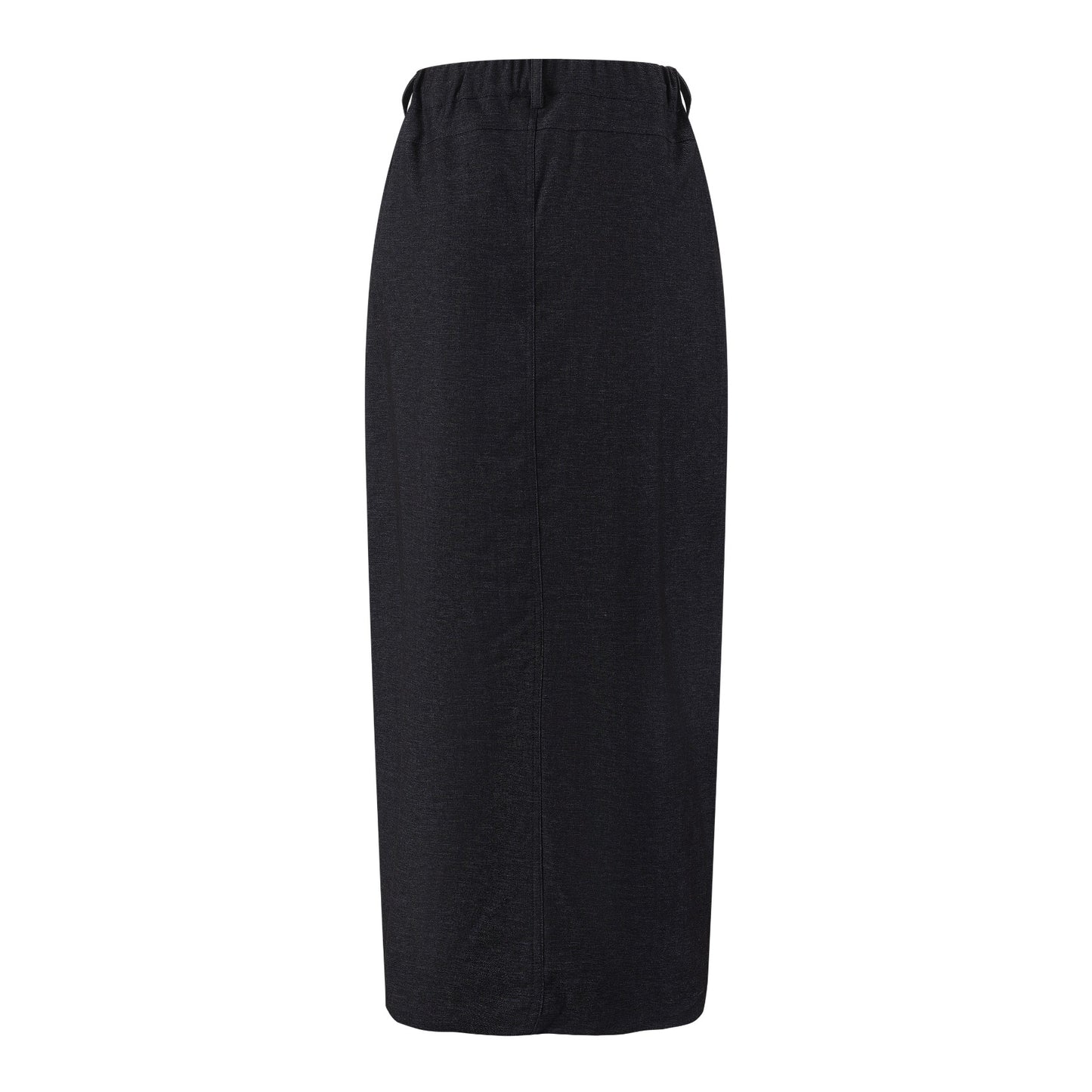 Black Denim Skirt With Knit Front