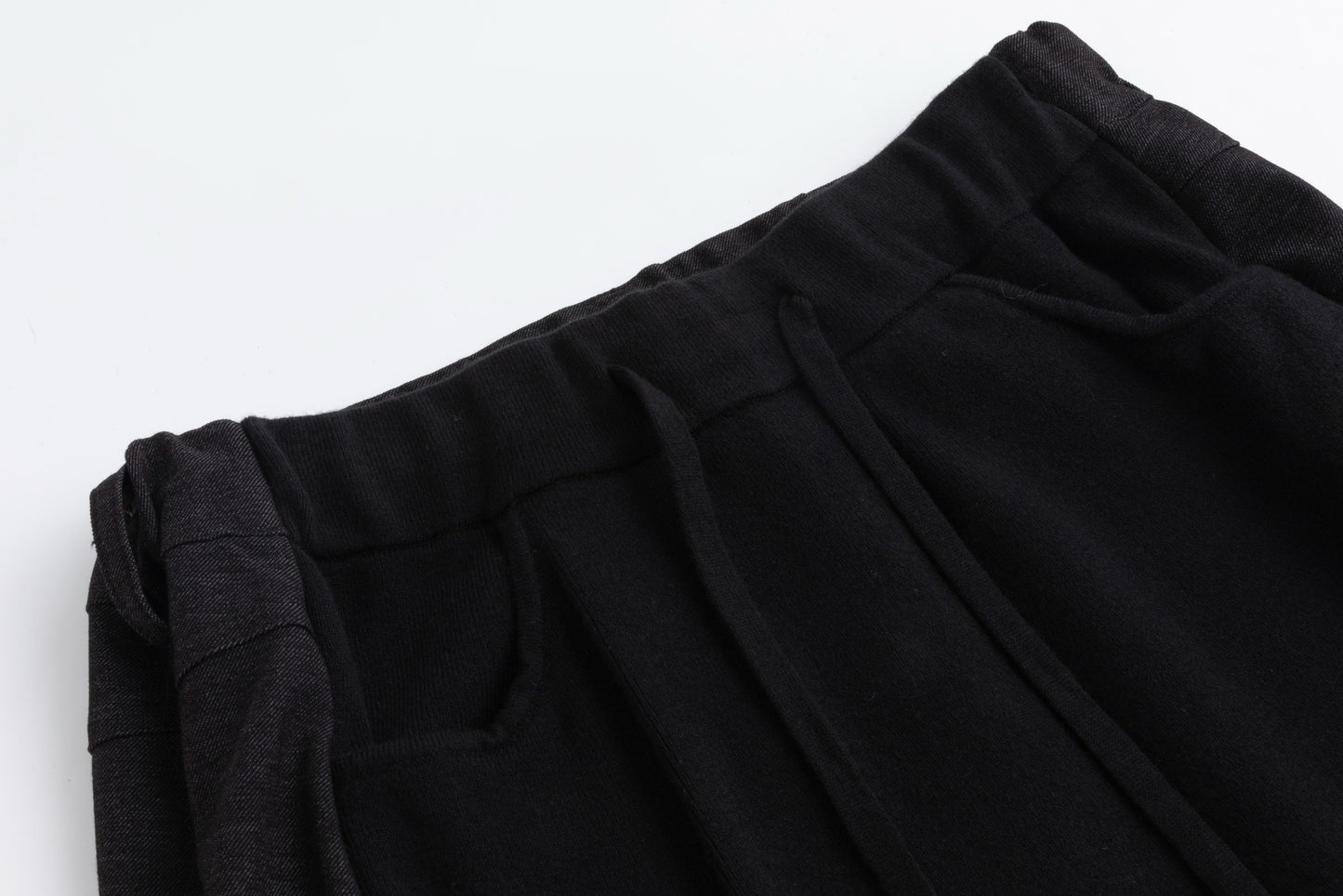 Black Denim Skirt With Knit Front